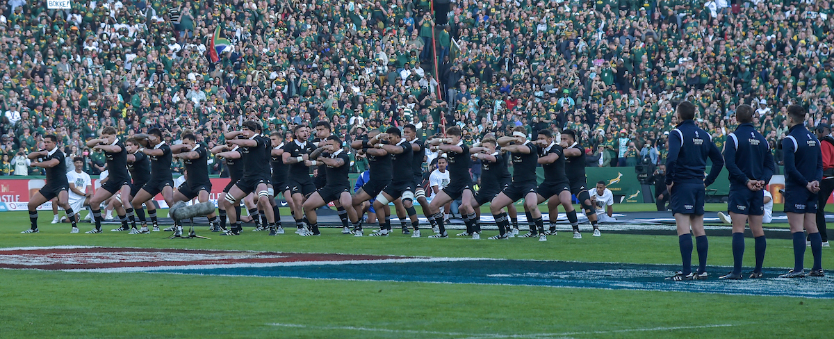 The All Blacks perform the haka at Ellis Park, ahead of their clash against the Springboks in 2024. Photo / Photosport