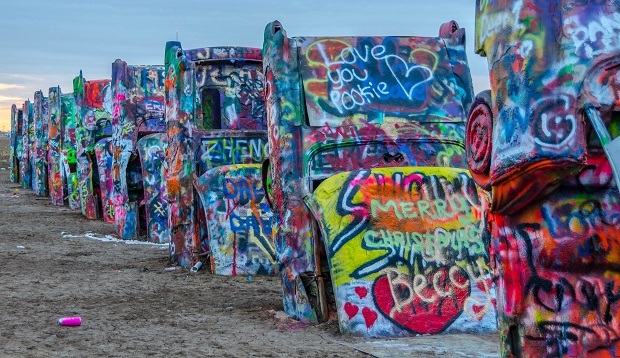 Cadillac Ranch, in Texas. Photo/ Keith Yahl