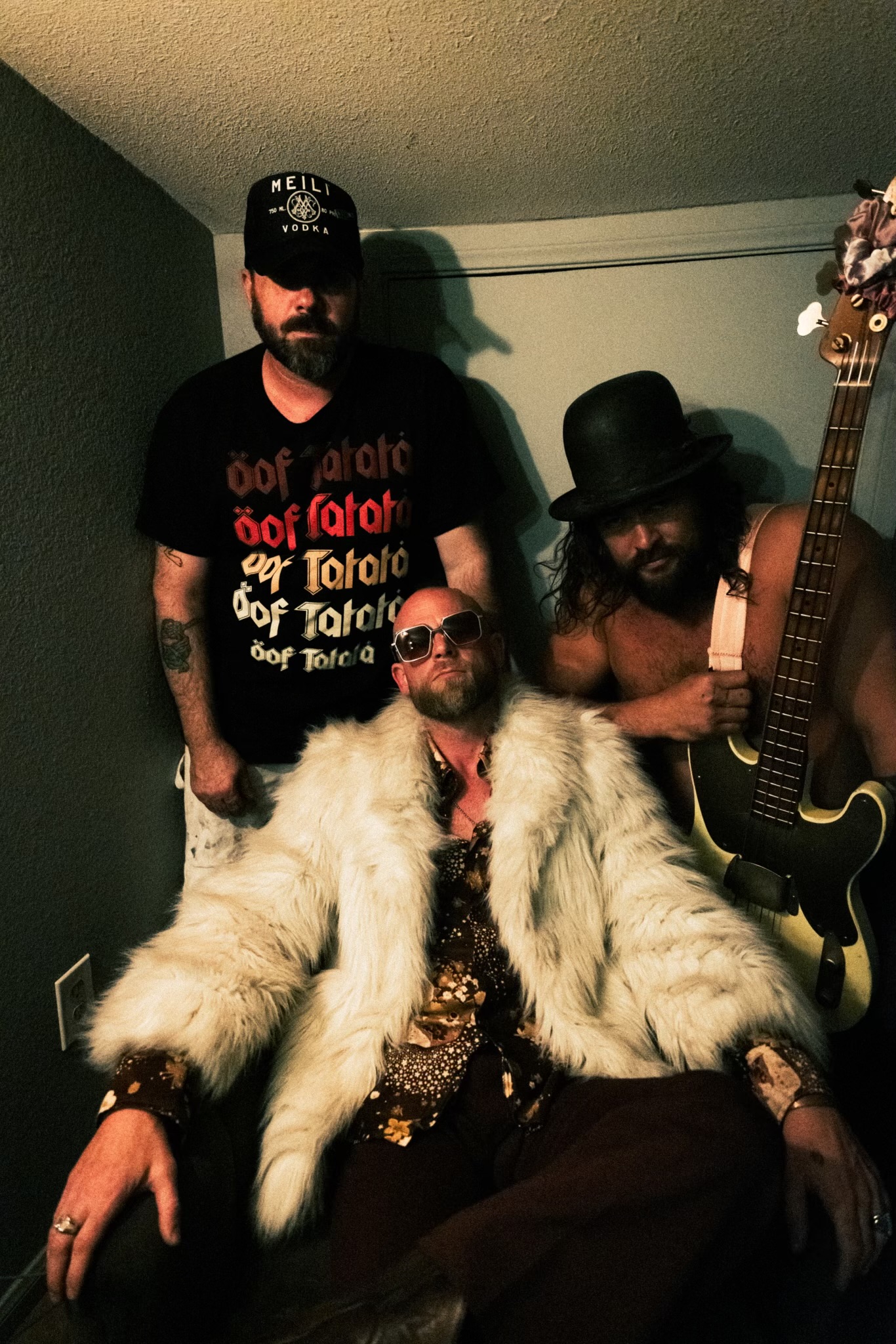 Oof Tatata with Momoa on bass, Mike Hayes on lead guitar and vocals and Kenny Dale on drums. Photo / Frontier Touring
