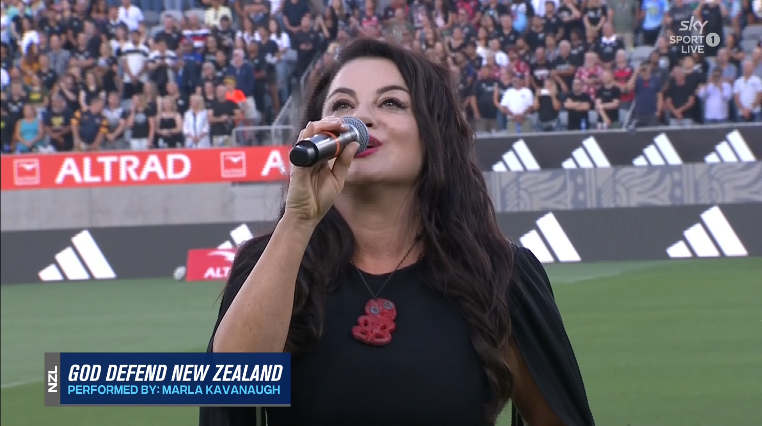 Marla Kavanaugh's rendition of God Defend New Zealand has drawn the ire of many rugby fans.