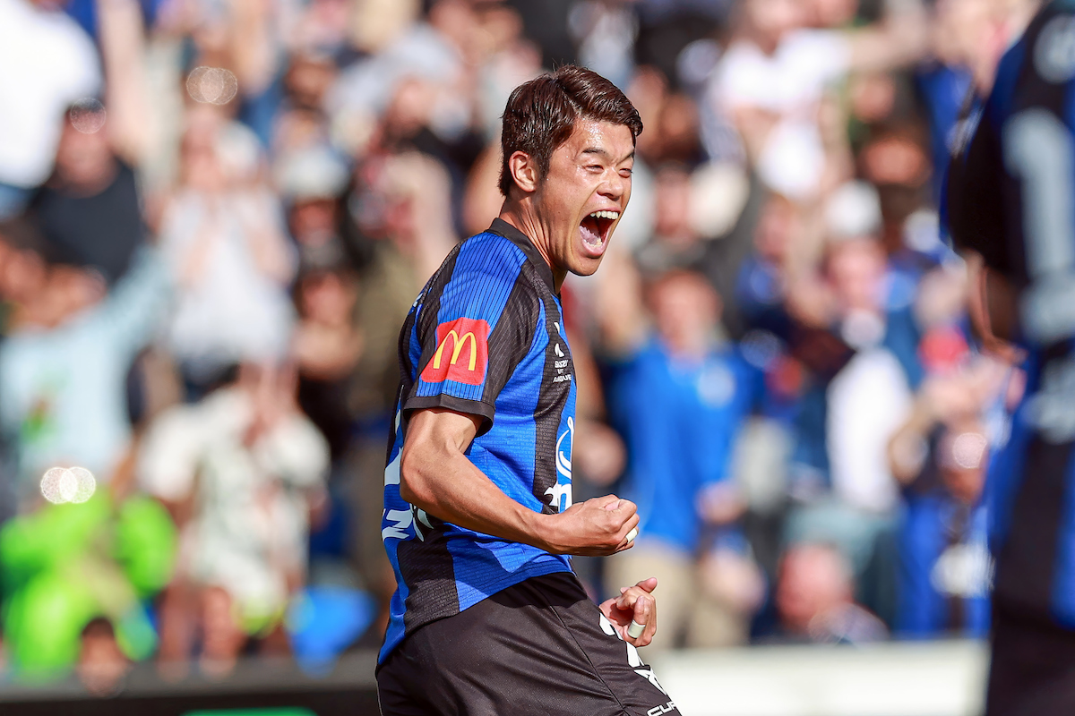 Auckland FC's Hiroki Sakai celebrates after the side's opening goal against Brisbane Roar. Photo / Photosport