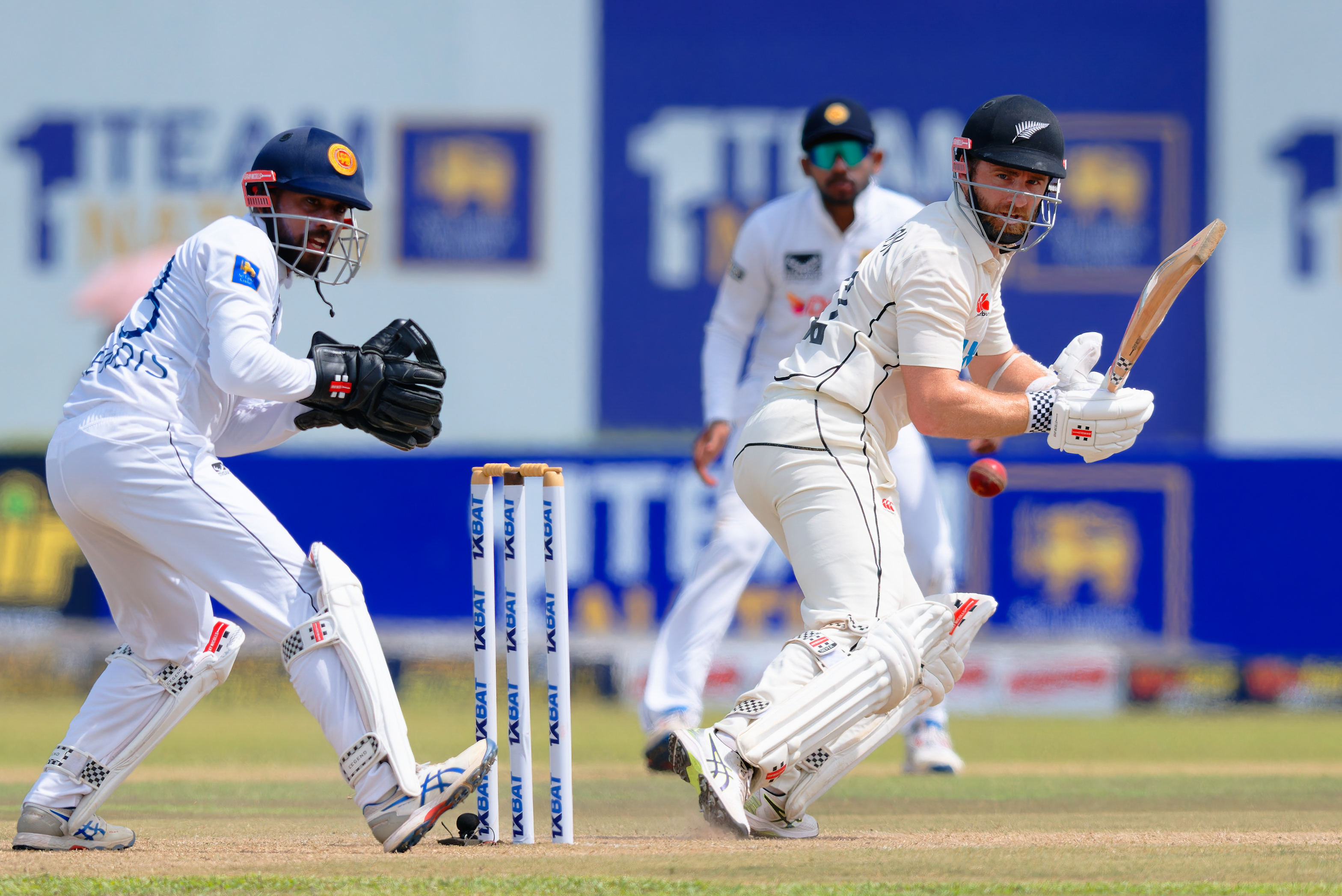 Kane Williamson in action on day two of the first test in Galle. Photo / Sri Lanka Cricket