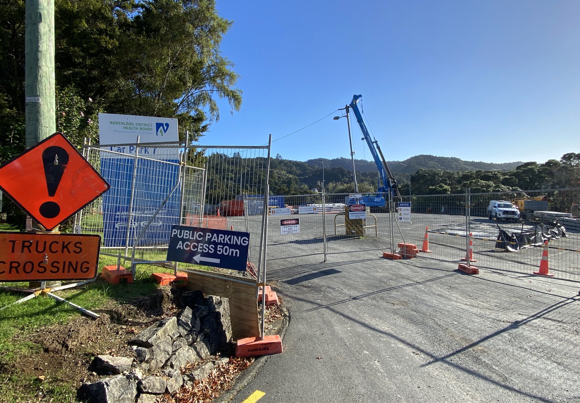 Work on the child health unit Tira Ora has removed about 80 car parks from the Whangārei Hospital campus, estimates a nurse. Photo / Denise Piper