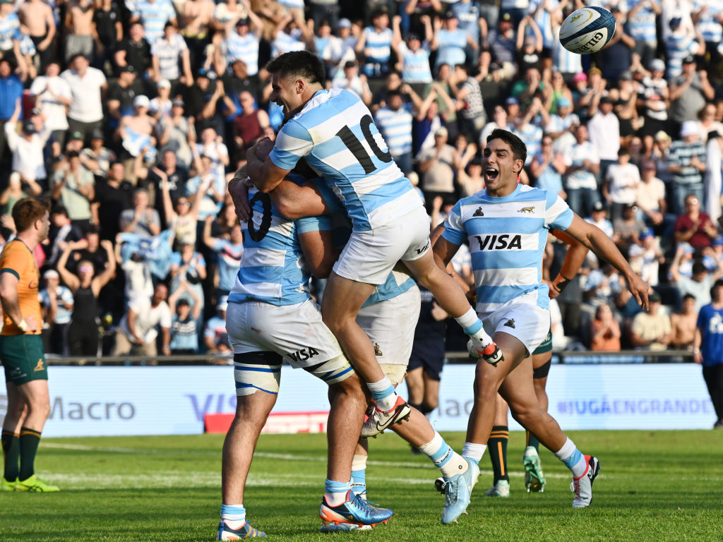 Joaquín Oviedo of Argentina celebrates after scoring against Australia. Photo / Getty Images