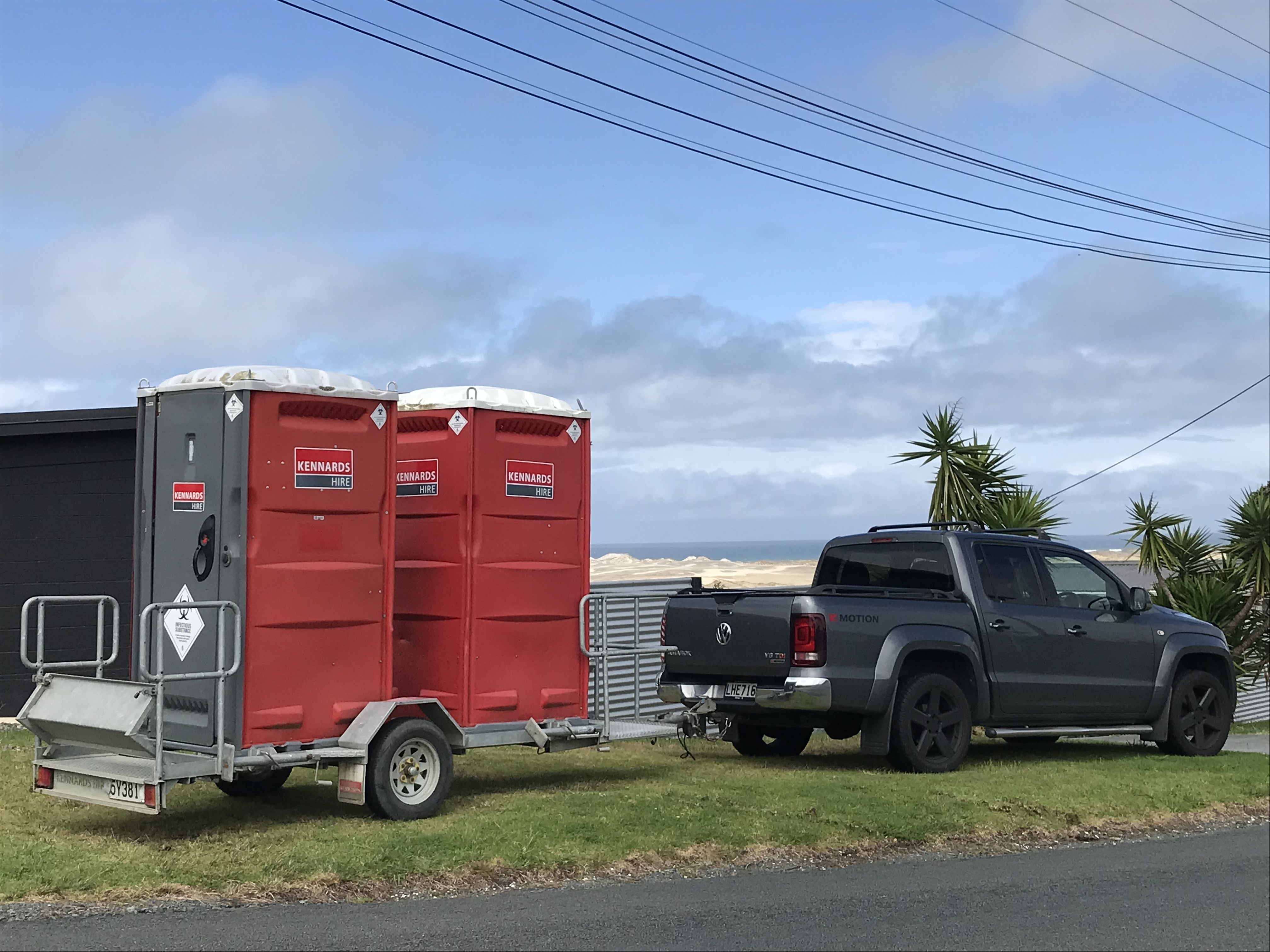 Development acoutrements at Mangawhai, with the Mangawhai sandspit in the background.