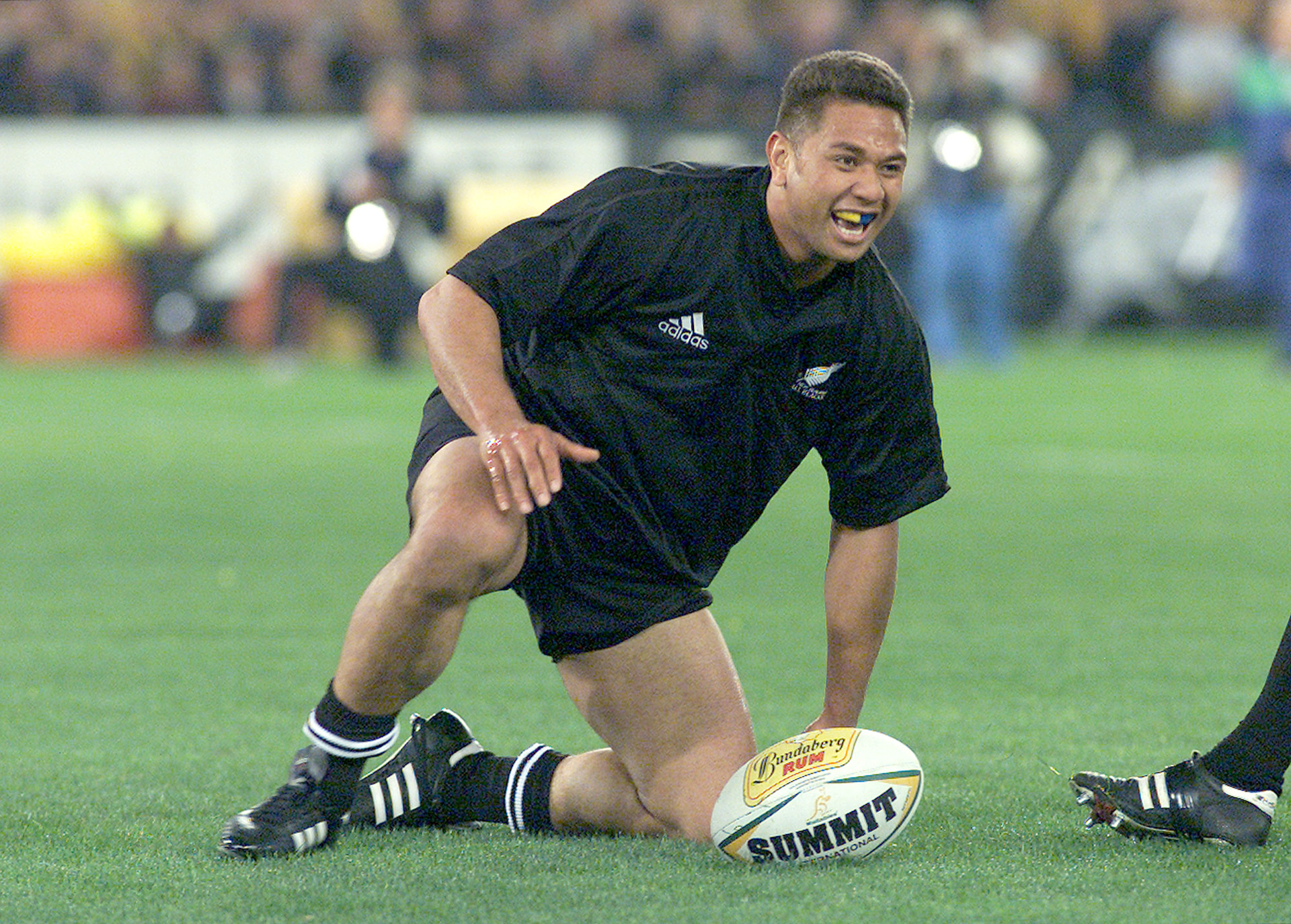 Pita Alatini scores during the Tri-Nations test between Australia and New Zealand. Photo / Brett Phibbs