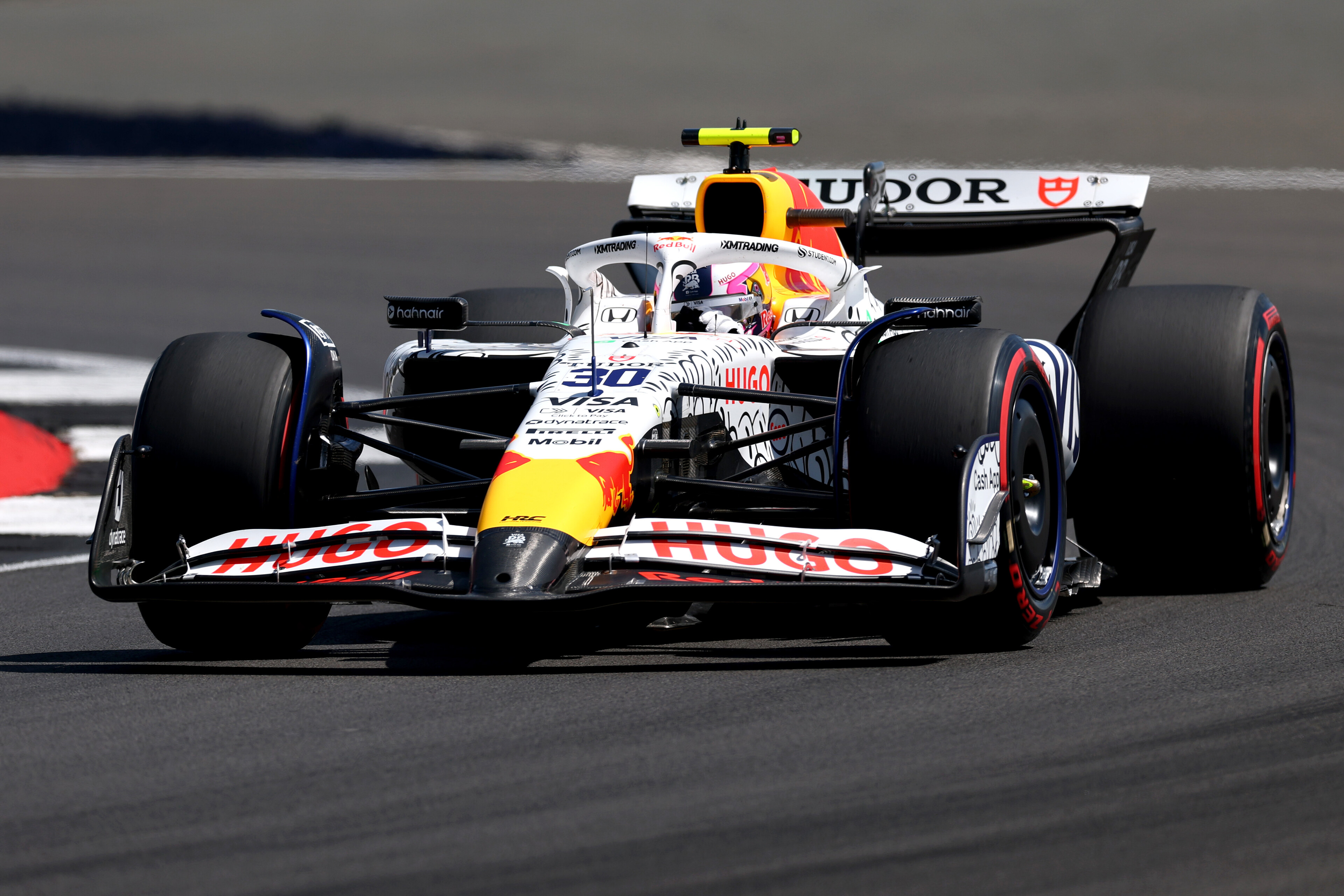Liam Lawson on the track at Silverstone. Photo / Red Bull