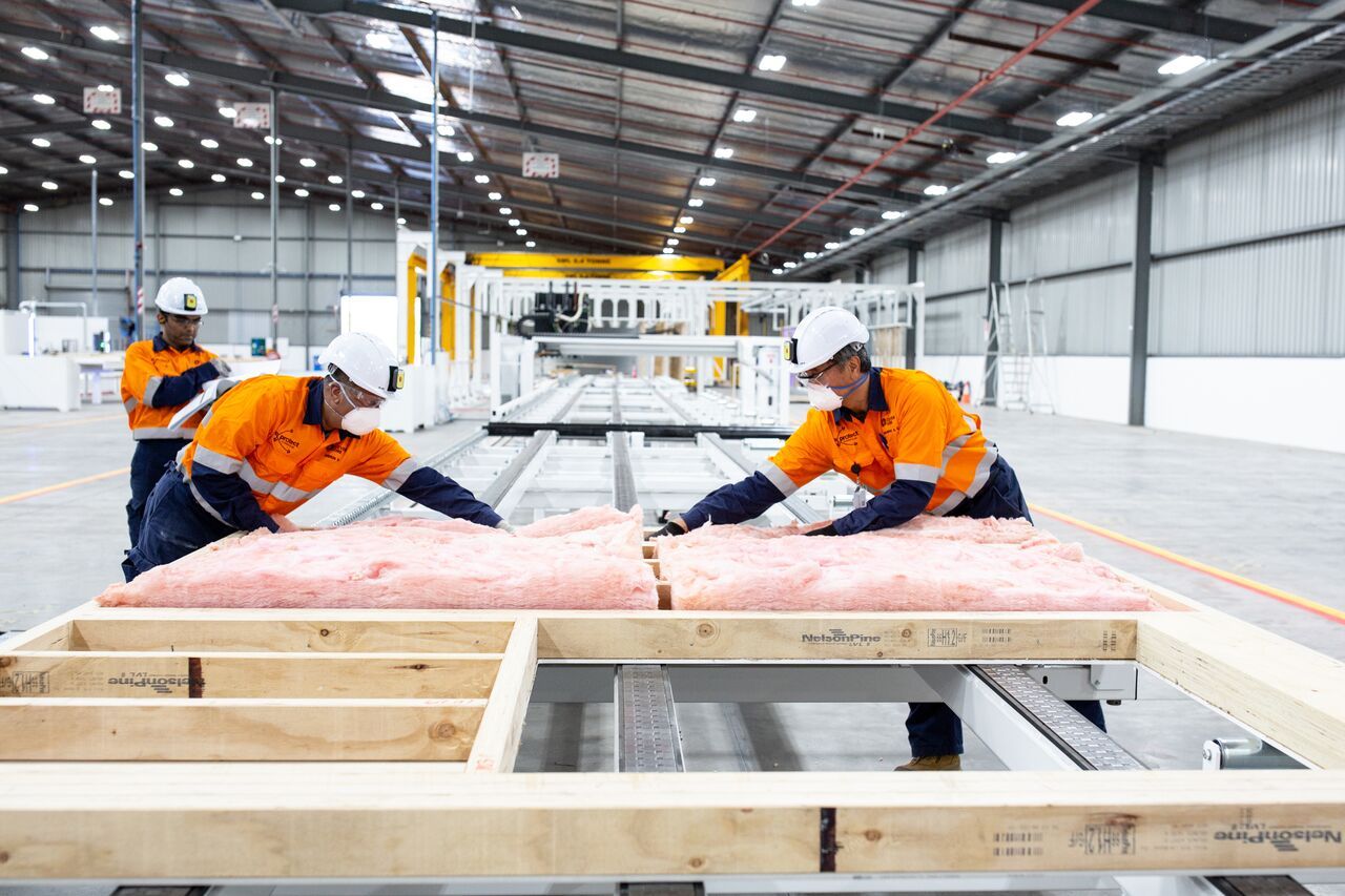 Workers in Fletcher's new factory. Photo / Fletcher Building