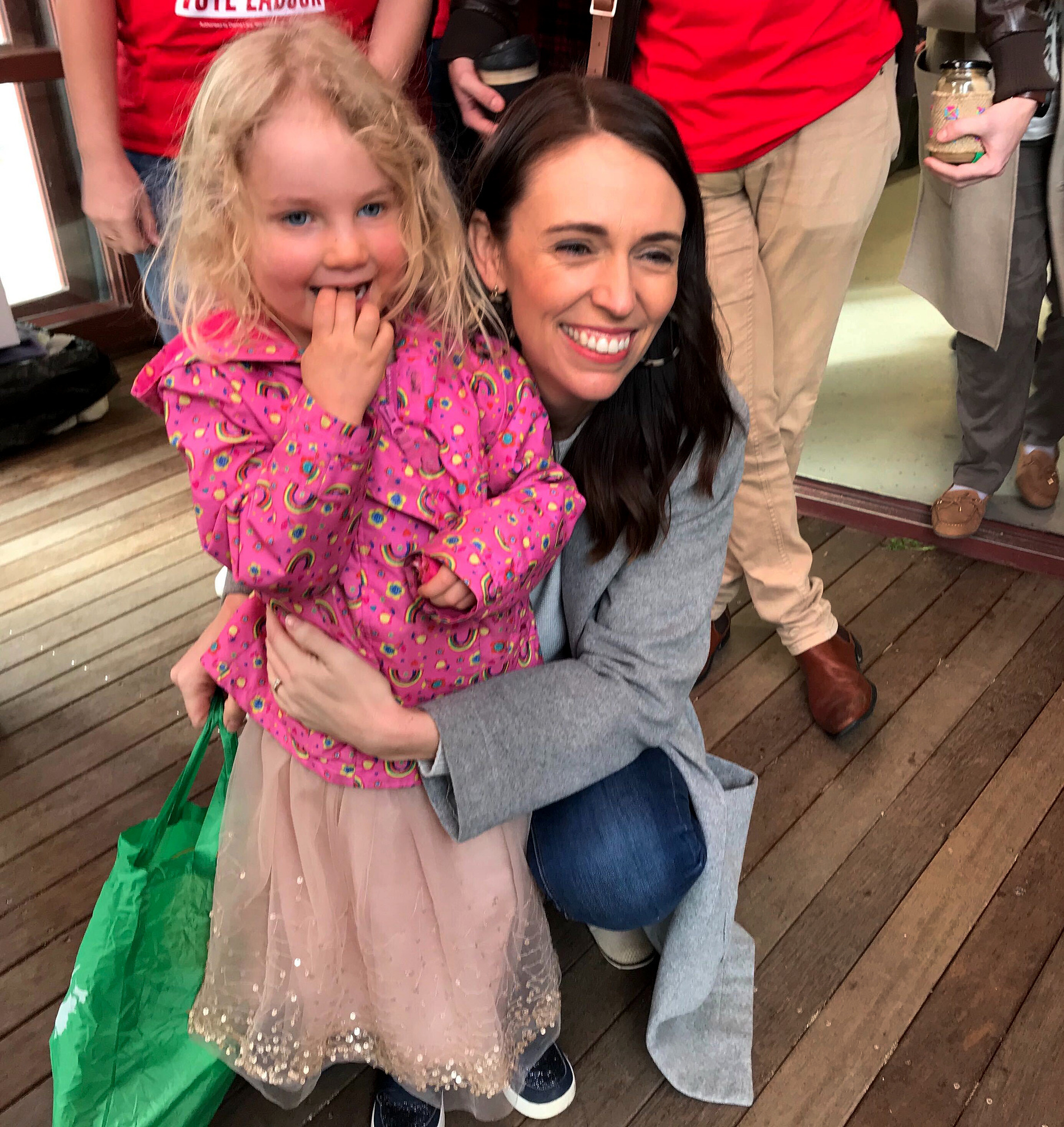 Prime Minister Jacinda Ardern on the campaign trail in August 2020 with Maika Mo Kahurangi Bridgman-Cooper of Pt Chevalier at the Grey Lynn market. Photo / Audrey Young