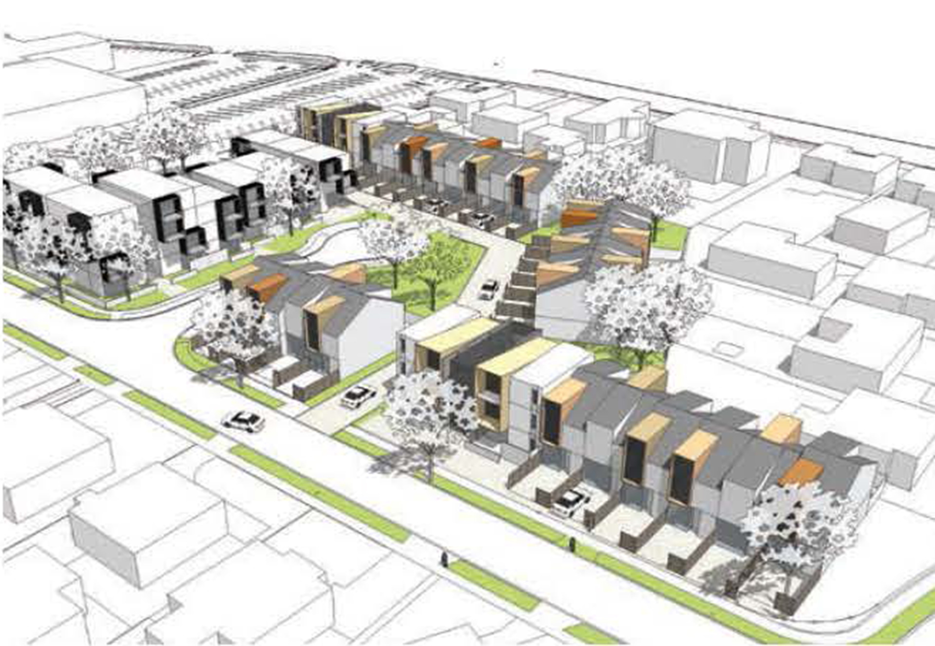 An early imagining of Accessible Properties' Pukehinahina Project proposal for Gate Pā. Image / Supplied