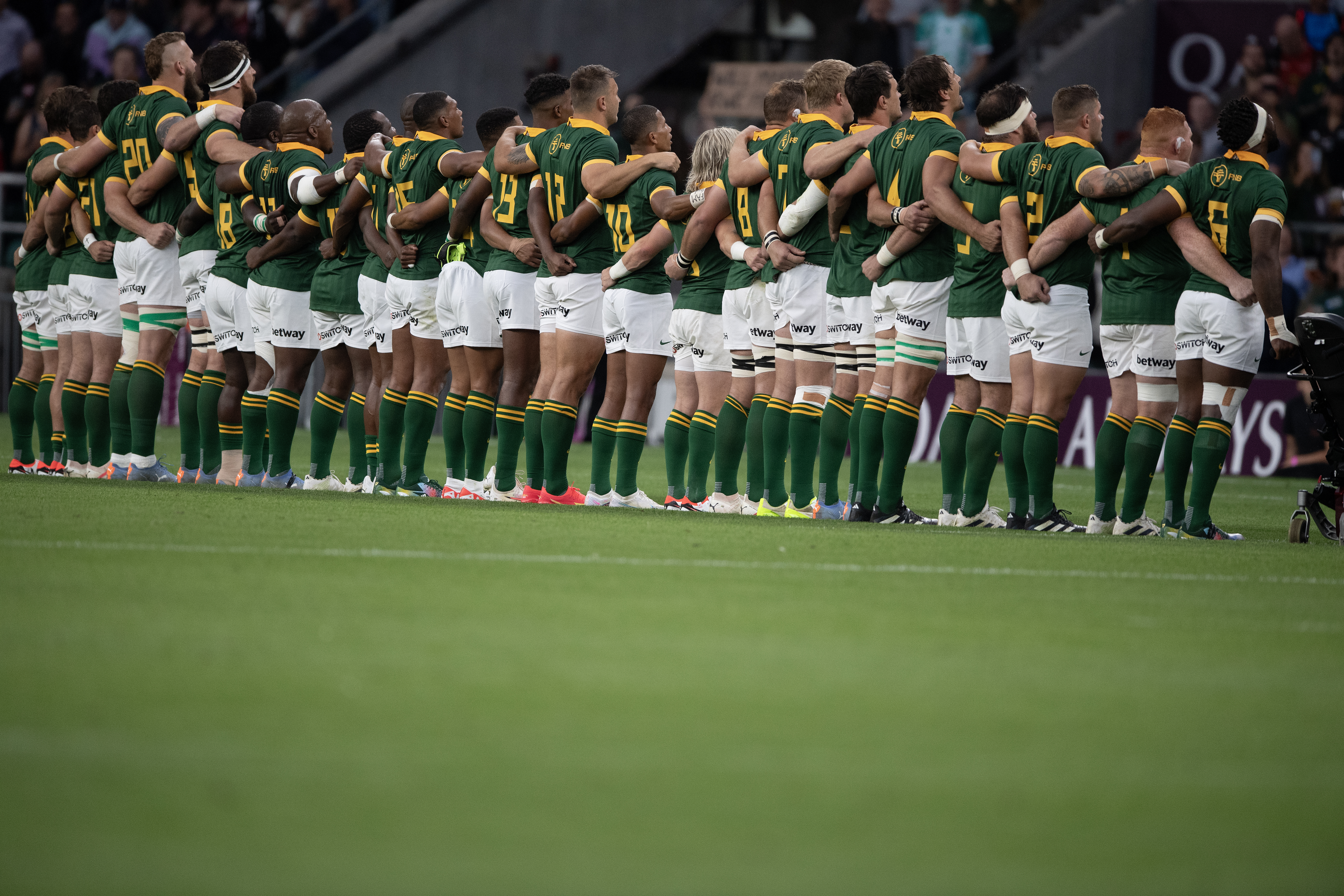 The South Africans had seven big forwards come off the bench at Twickenham. Photo / Getty Images