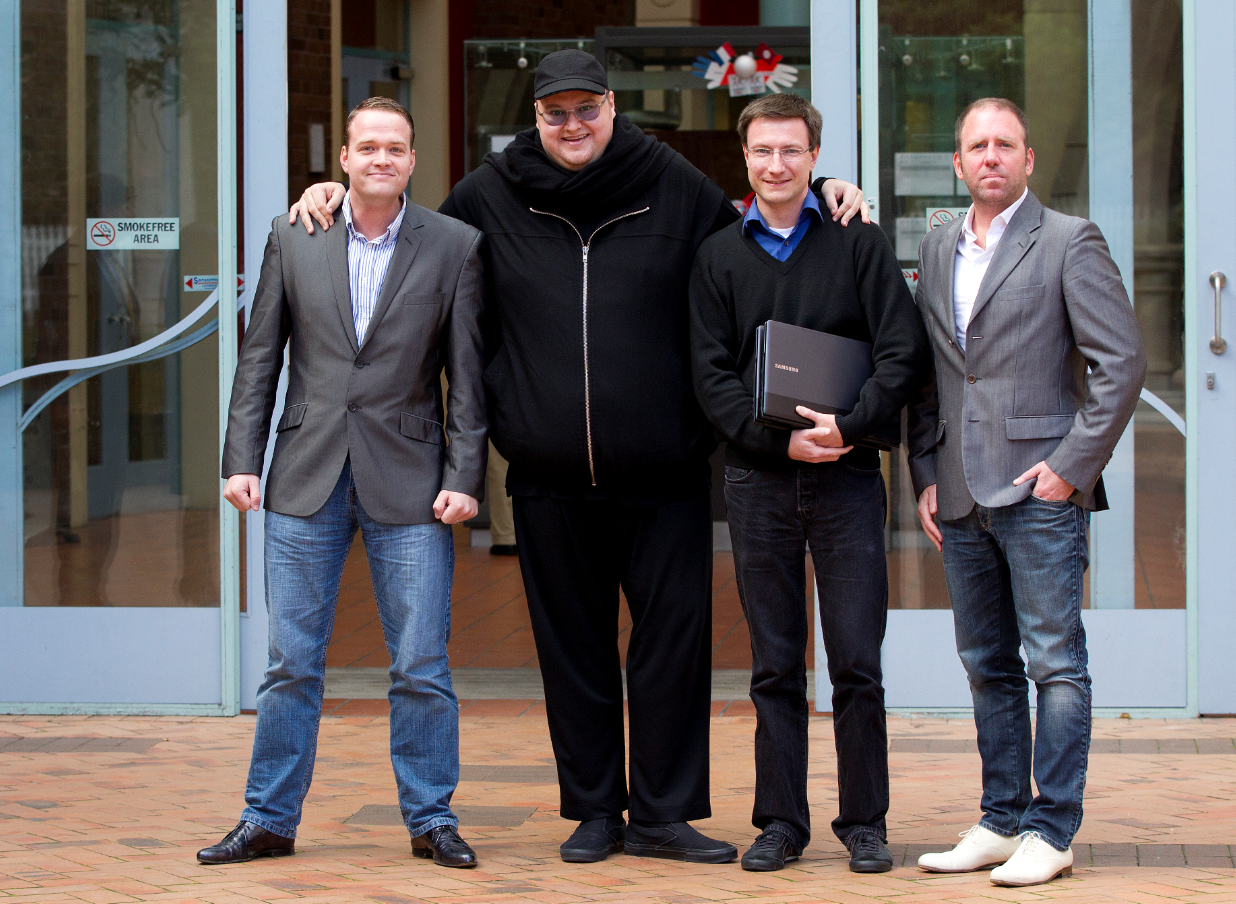 In the beginning, the Megaupload Four were united - Bram van der Kolk, Kim Dotcom, Mathias Ortmann and Finn Batato. Dotcom alone faces extradition now after Batato's death and guilty pleas from Ortmann and van der Kolk. Photo / File