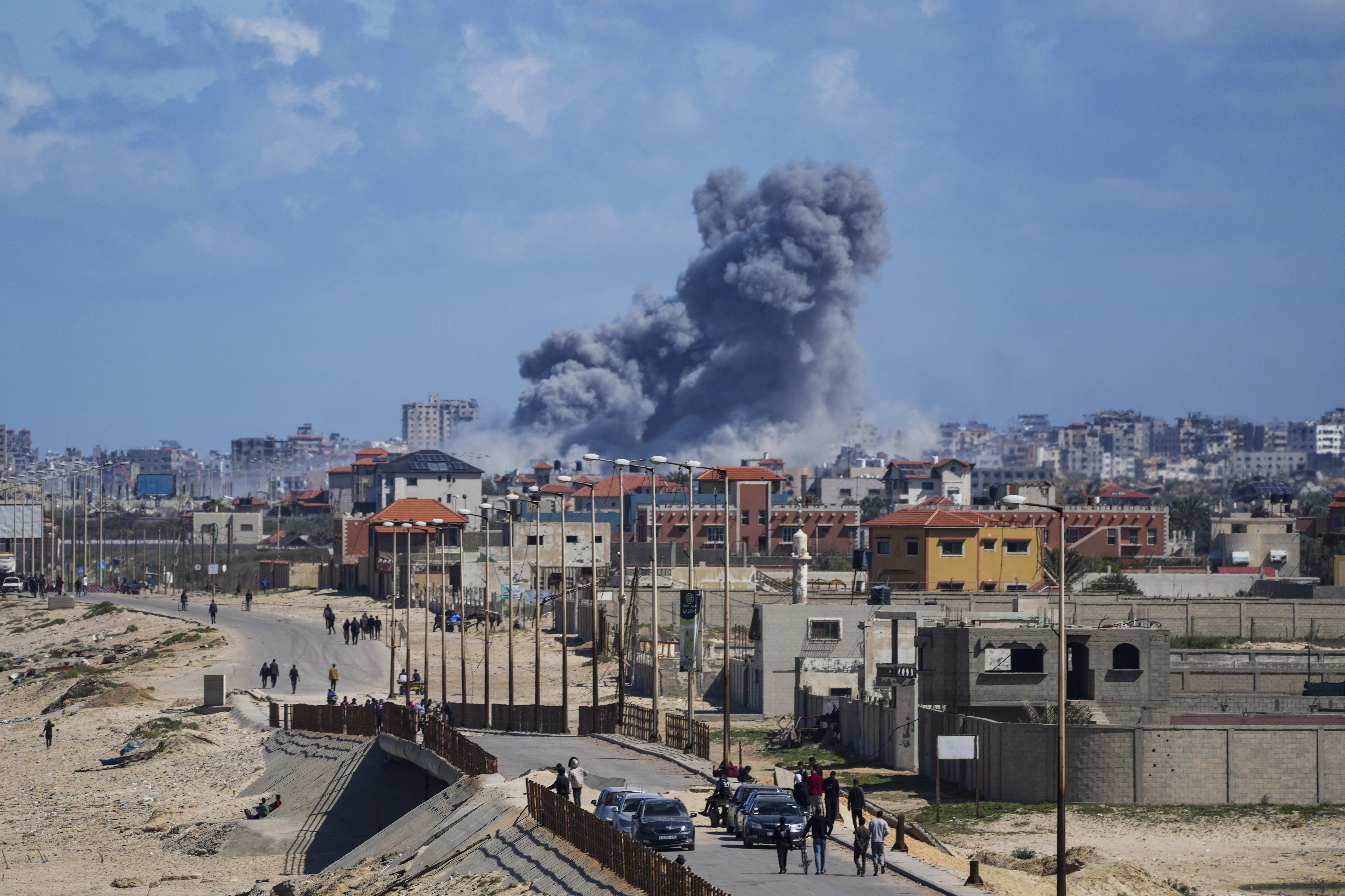 Smoke rises following an Israeli airstrike in the central Gaza Strip, Friday, March 15, 2024. Photo / AP