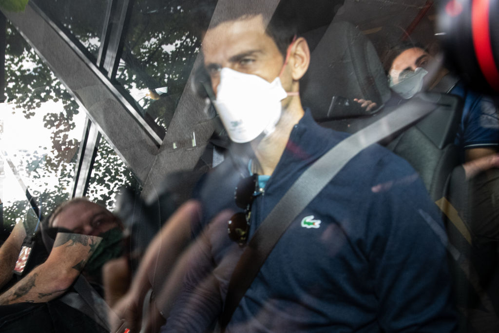 Serbian tennis player Novak Djokovic leaves the Park hotel in Melbourne. Photo / Getty