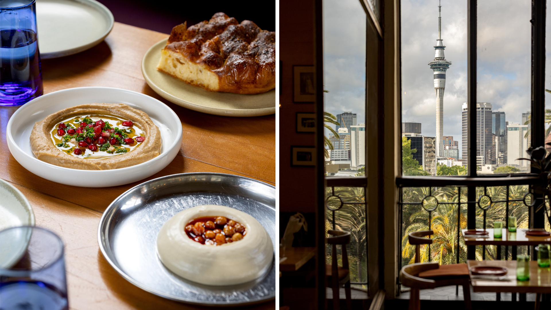 Gemmayze Street's famous hummus and baba ghanoush, and the view from the dining room in St Kevins Arcade. Photos / Babiche Martens