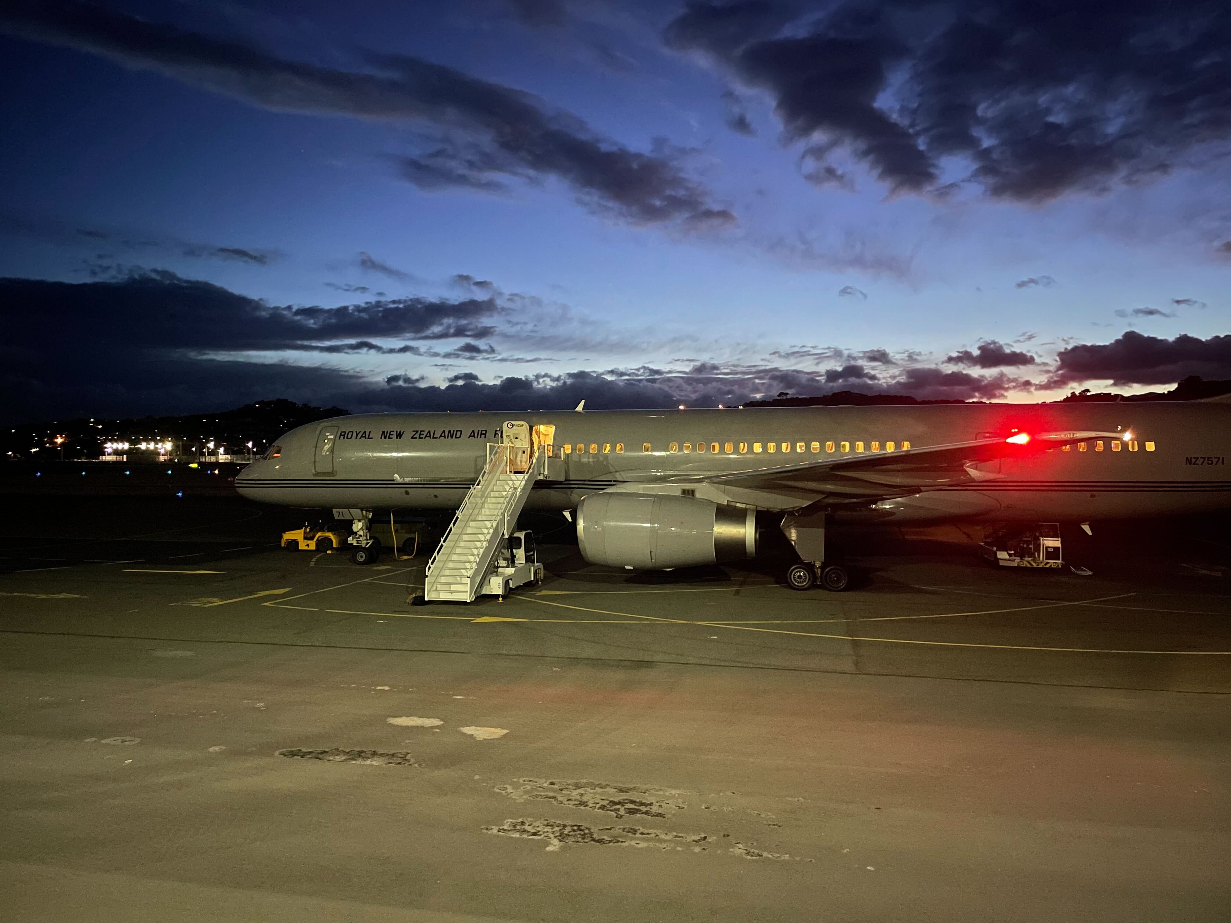 A fault was found in the NZDF plane shortly before it was due to take off this morning. Photo / Thomas Coughlan