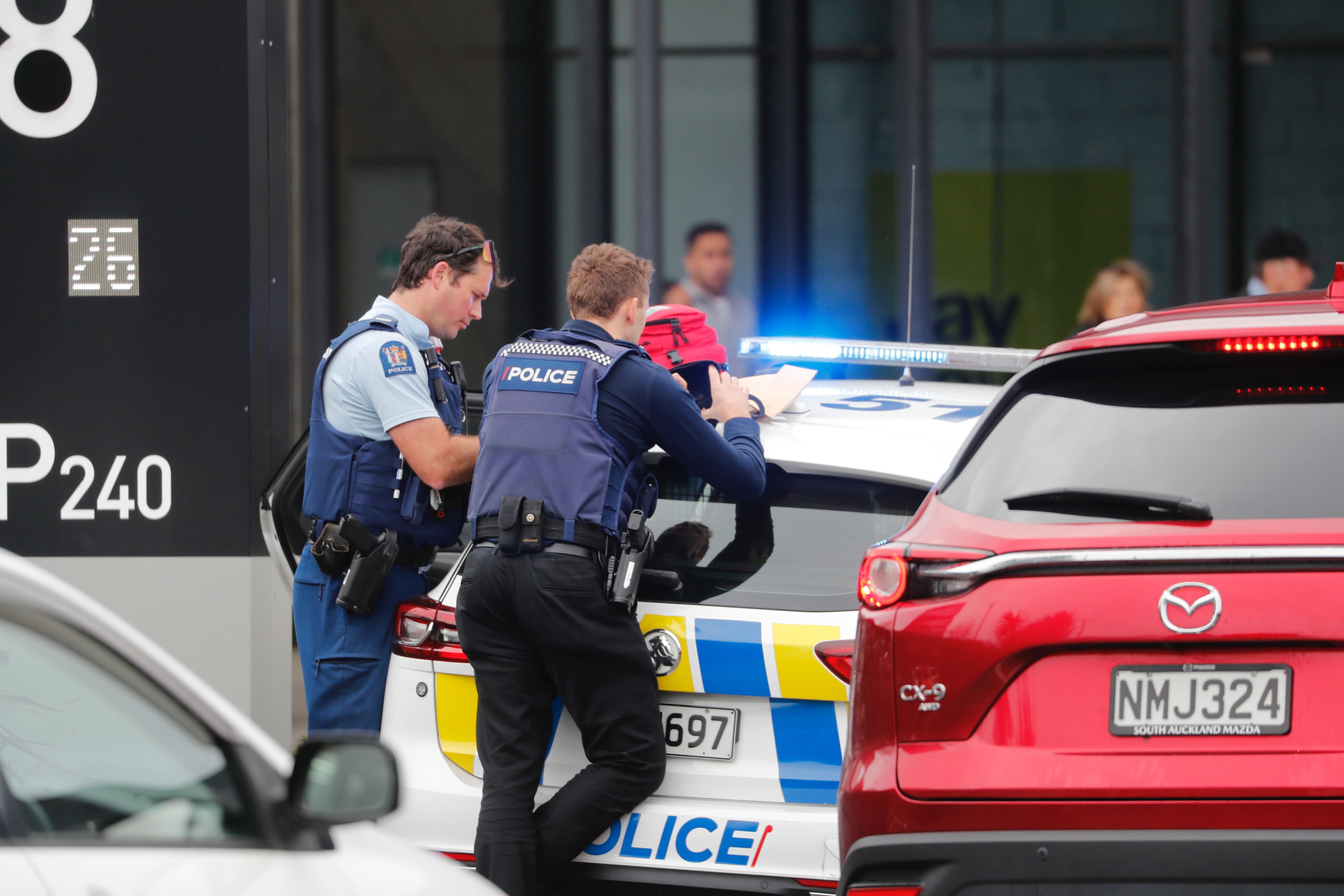 Police at Sylvia Park mall in Auckland following a fight that broke out in the food court. Photo / Dean Purcell