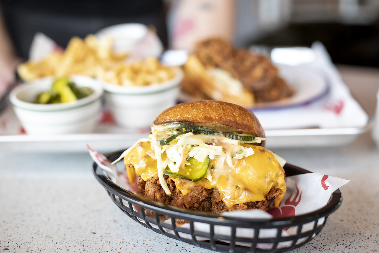 The baller sandwich on offer at Peach's Hot Chicken. Photo / Michael Craig. 