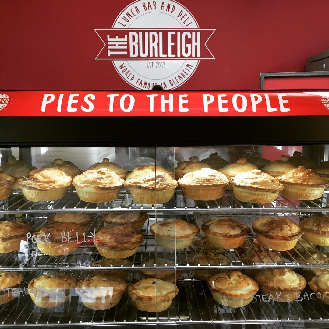 The pie line-up at The Burleigh in Blenheim. Photo / @The_Burleigh