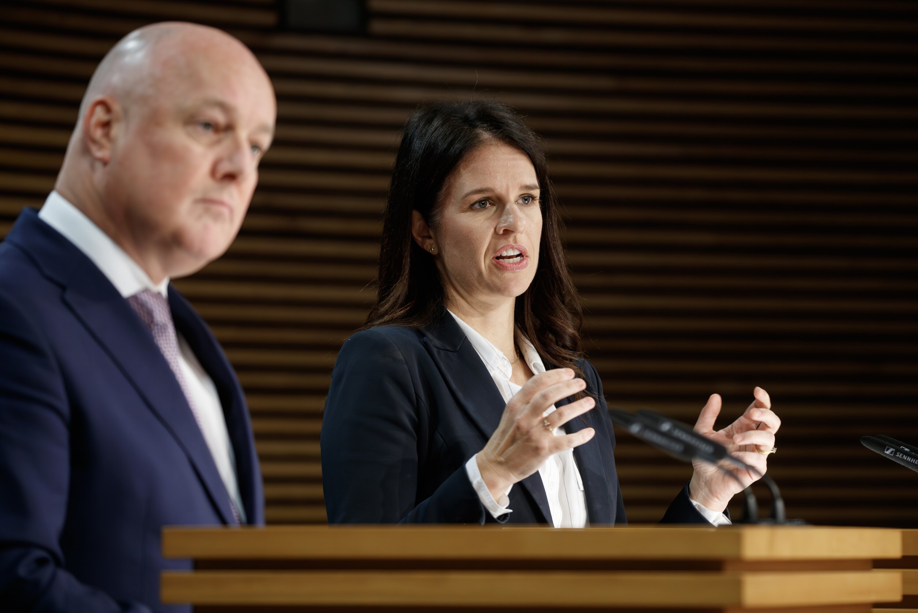 Prime Minister Christopher Luxon and inquiry response minister Erica Stanford will be central figures during Tuesday's proceedings. Photo / Mark Mitchell 