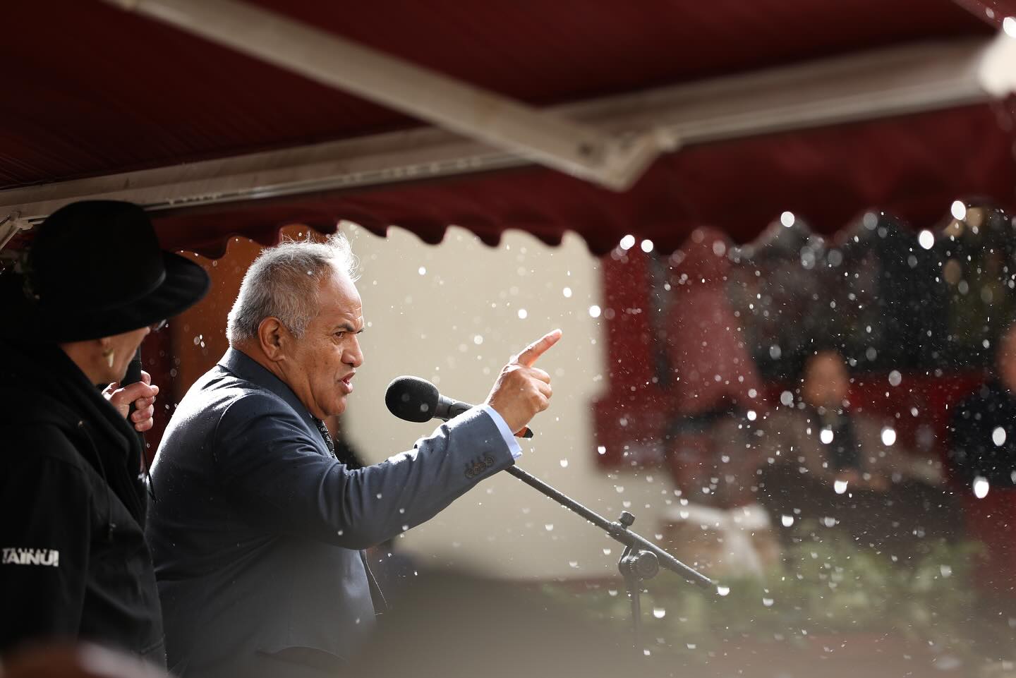 Tuku Morgan sets up the kōrero with the Tainui one-two. Photo / Koroneihana