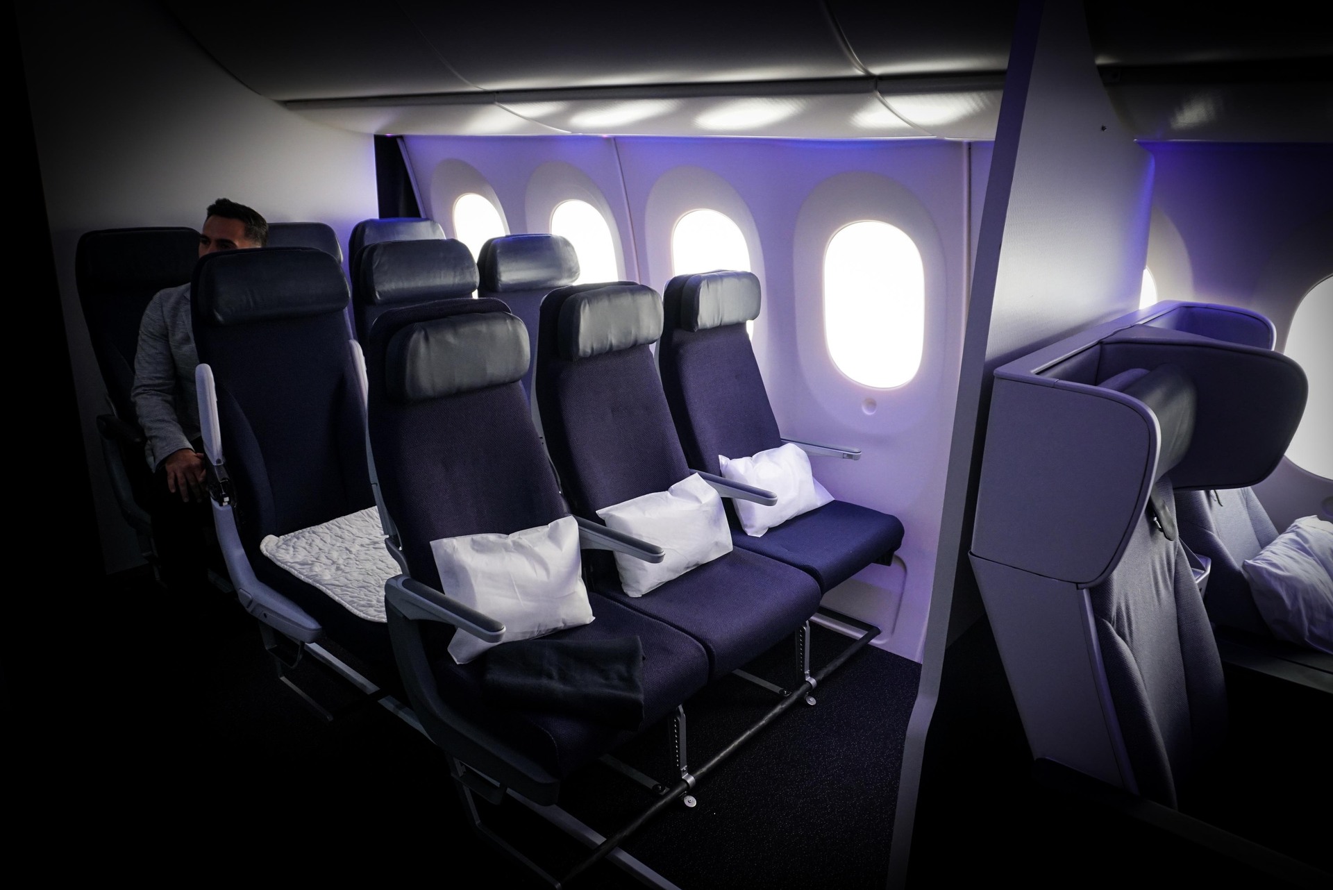 Air New Zealand's streamlined economy cabin options for the Boeing 787 Dreamliner. Photo / Grant Bradley