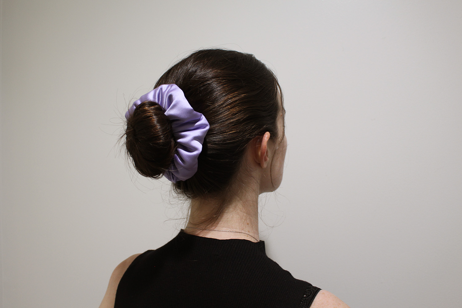 The finished Ruby scrunchie, with a very visible stitch. Photo / Madeleine Crutchley