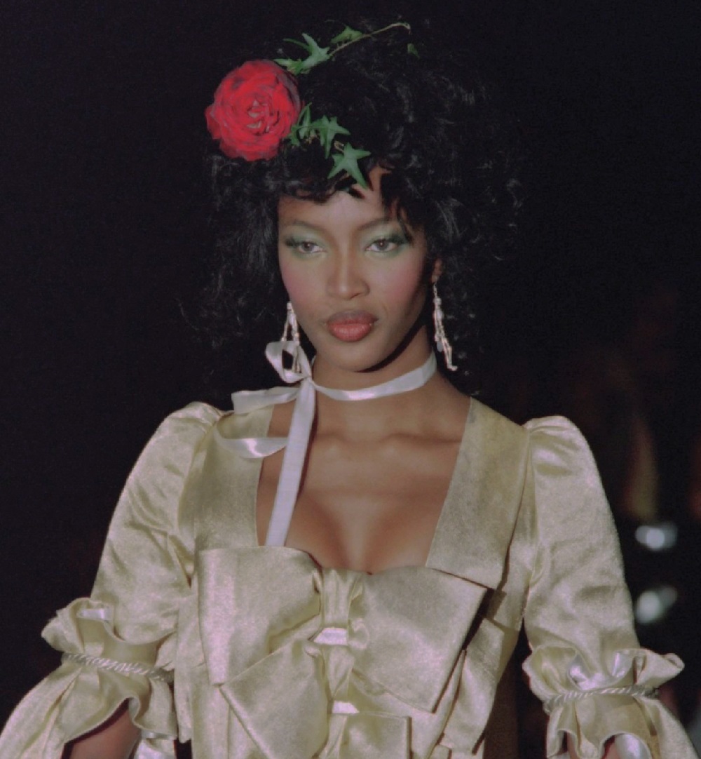 Naomi Campbell as the bride in Vivienne Westwood's Vive la Cocotte autumn/winter 1995-96 collection.