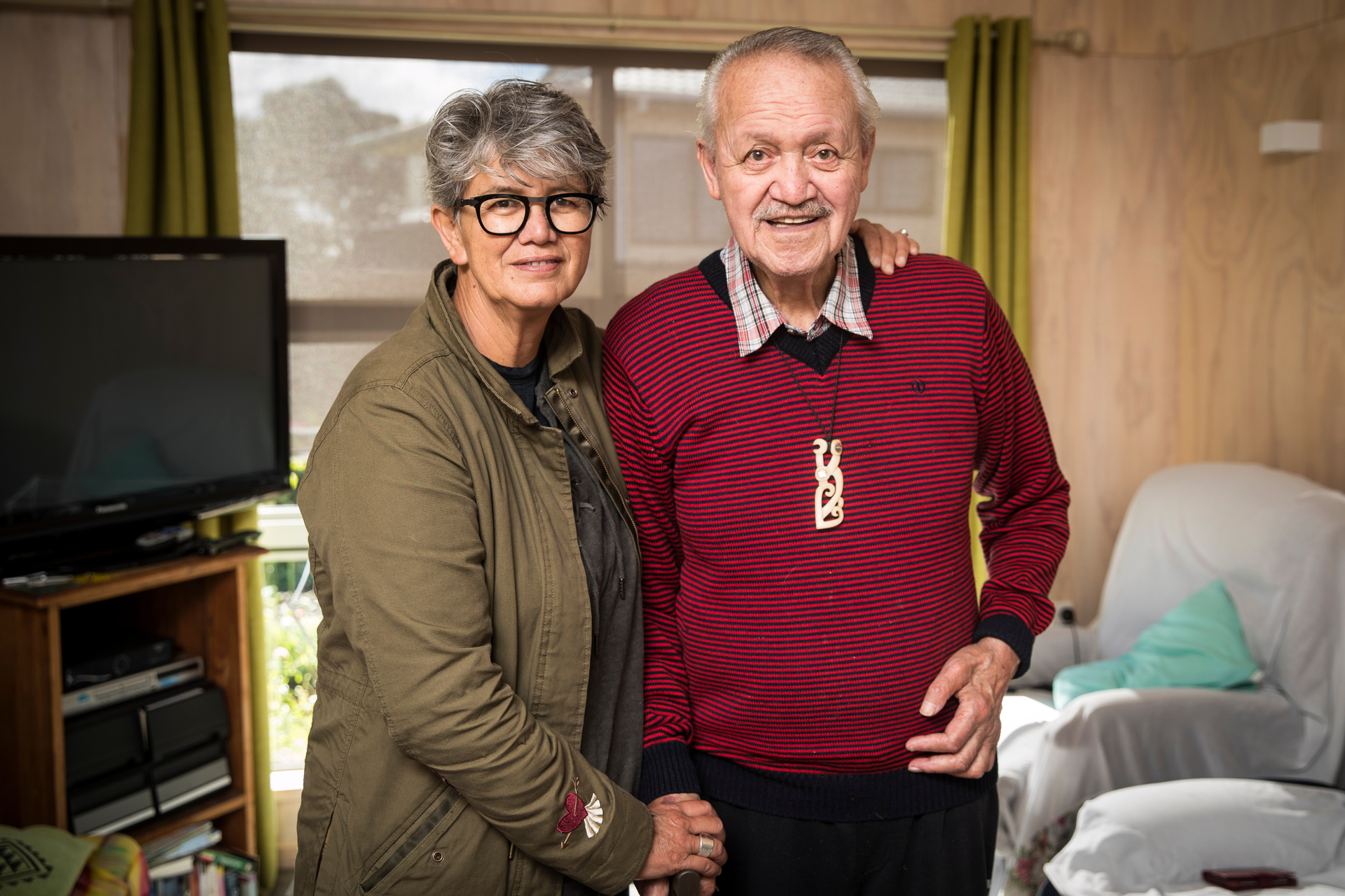 Joe Hawke in 2018 with his daughter Sharon Hawke. Photo / Jason Oxenham