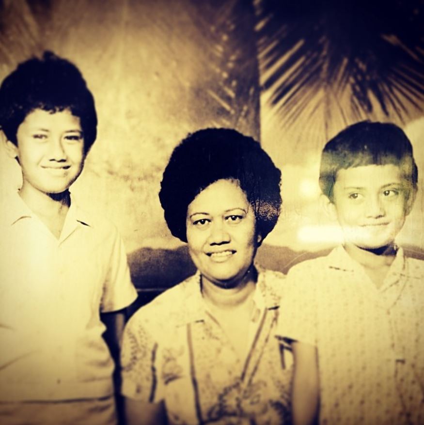 Chef Michael Meredith (far right) pictured with brother Milton Meredith and their mother, Metita Saleilua, whom he named his new restaurant after.