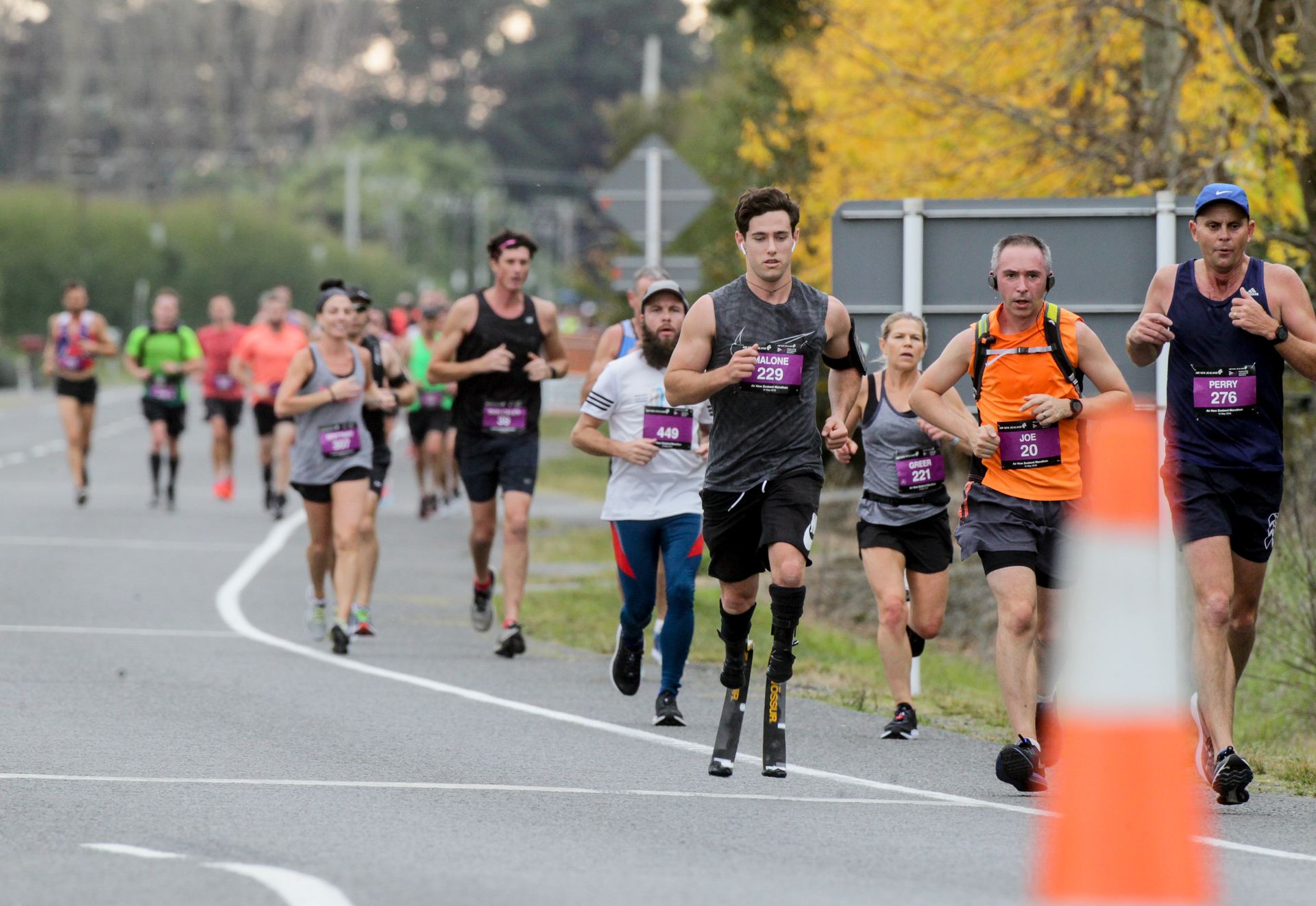Multiple gold medal-winning Paralympics star Liam Malone taking part in the 2018 Hawke's Bay Marathon. Photo / NZME