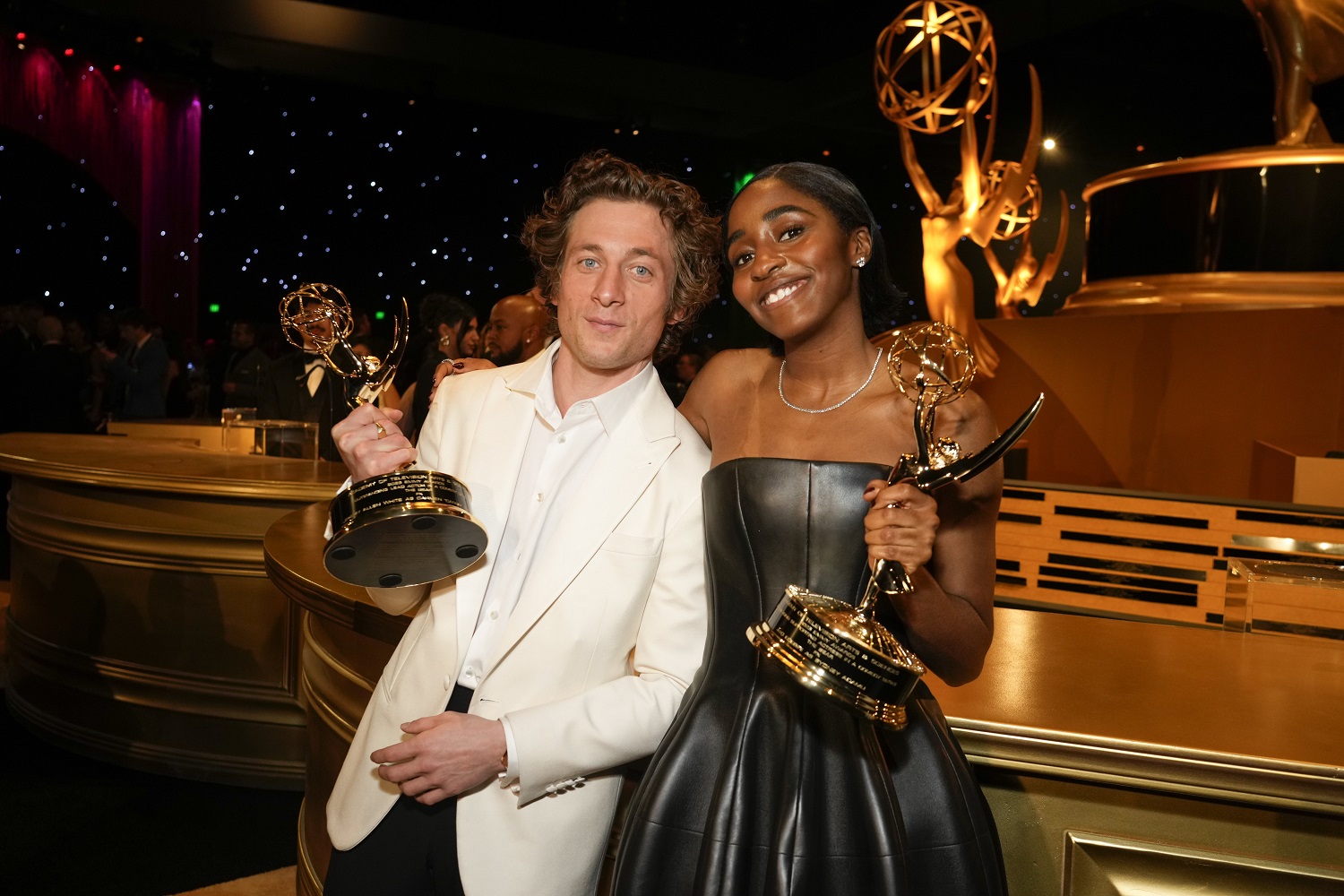 Jeremy Allen White and Ayo Edebiri attend the Governors Ball for the 75th Primetime Emmy Awards in Los Angeles. Photo / Chris Pizzello for AP