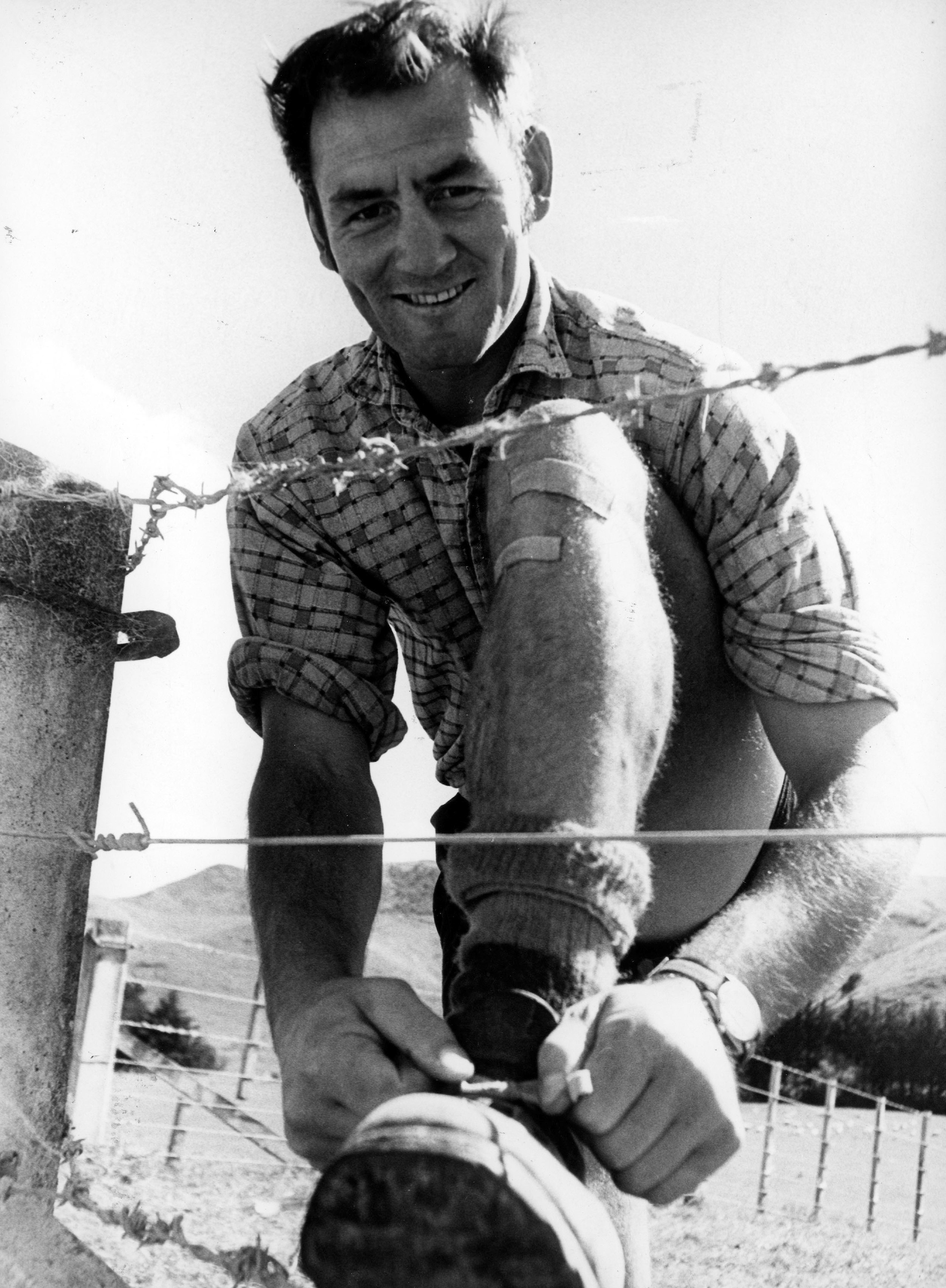 All Blacks great Sir Brian Lochore on his farm. Photo / Photosport, Peter Bush Collection