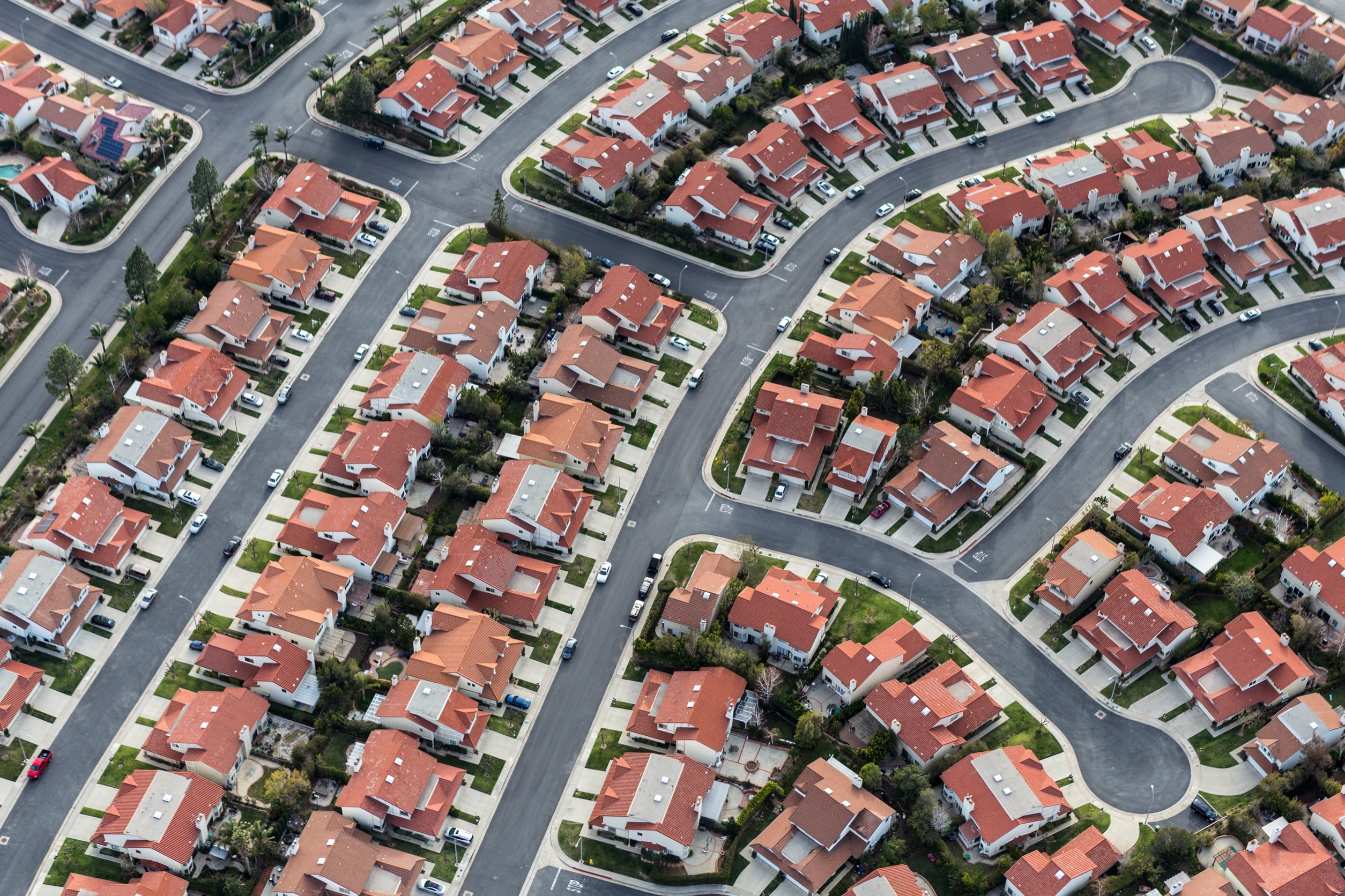 Aerial view of typical suburban cul-de-sac street. Photo / 123RF