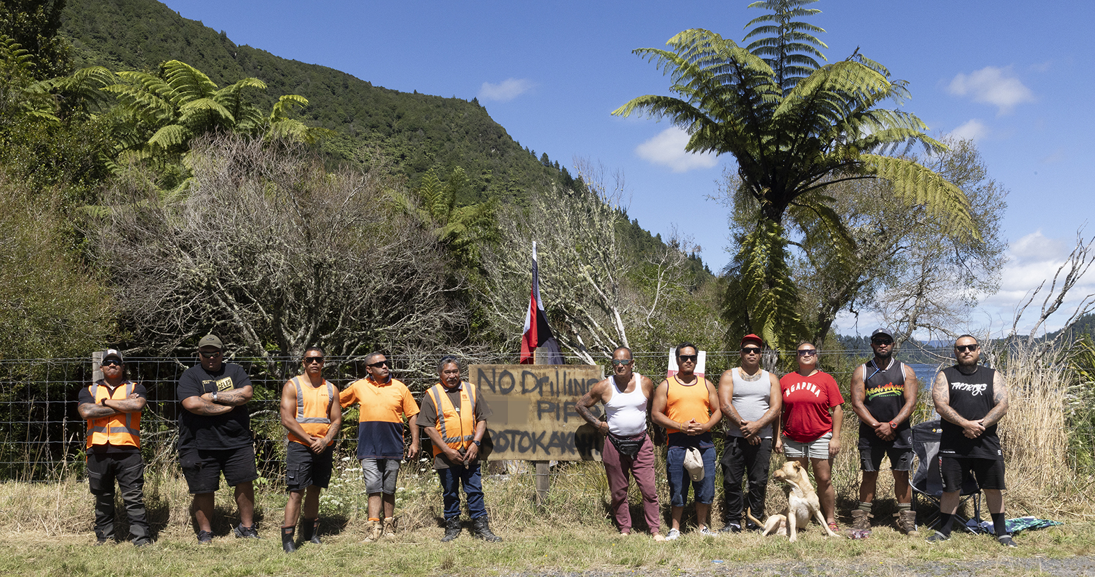 The Rotokākahi Board of Control is protesting the Tarawera Sewerage Scheme planned to run alongside the tapu lake. Photo / Andrew Warner