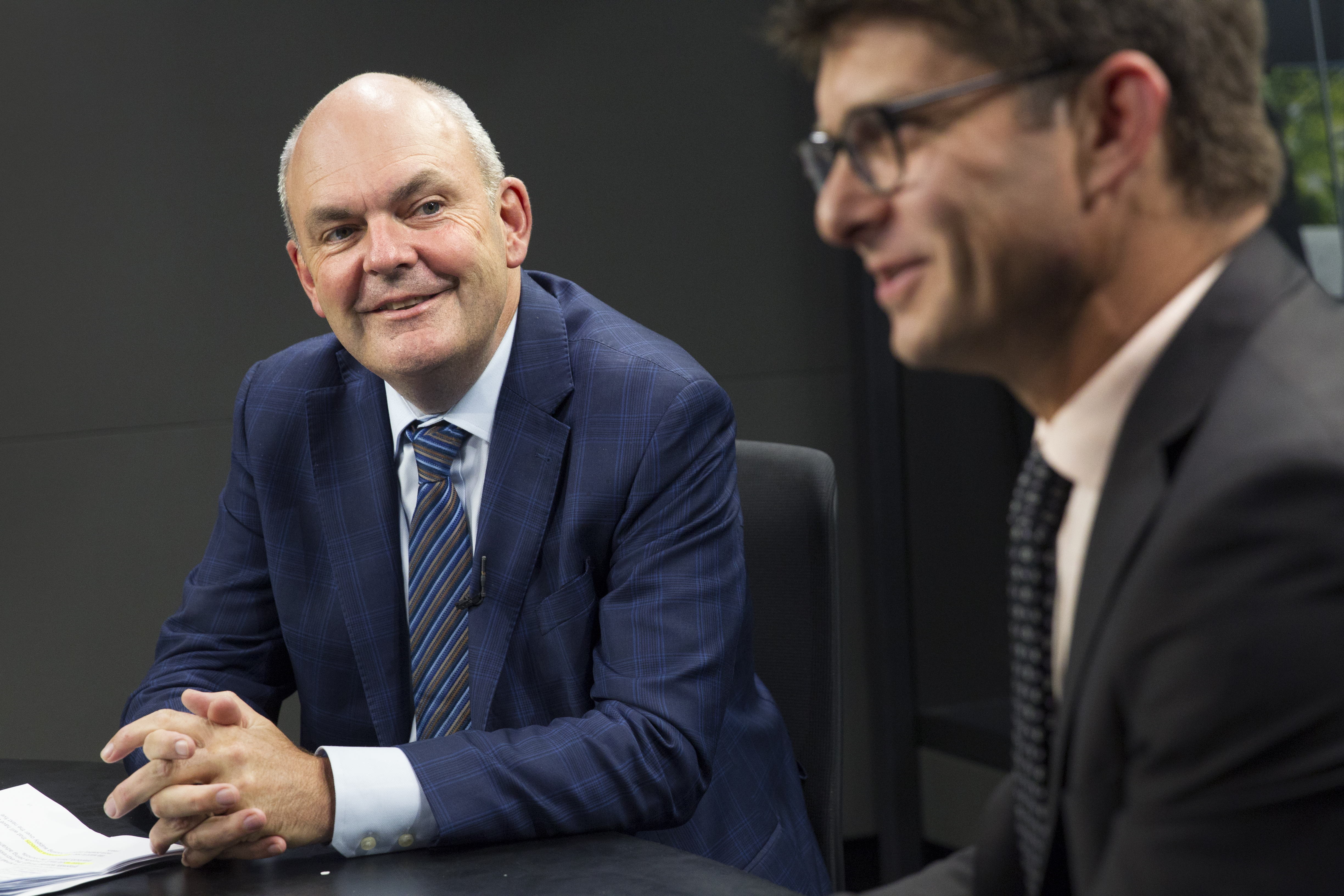 Former National Party minister Steven Joyce, pictured here with NZ Herald business editor at large Liam Dann, has been nominated for NZME's board. Photo / Nick Reed