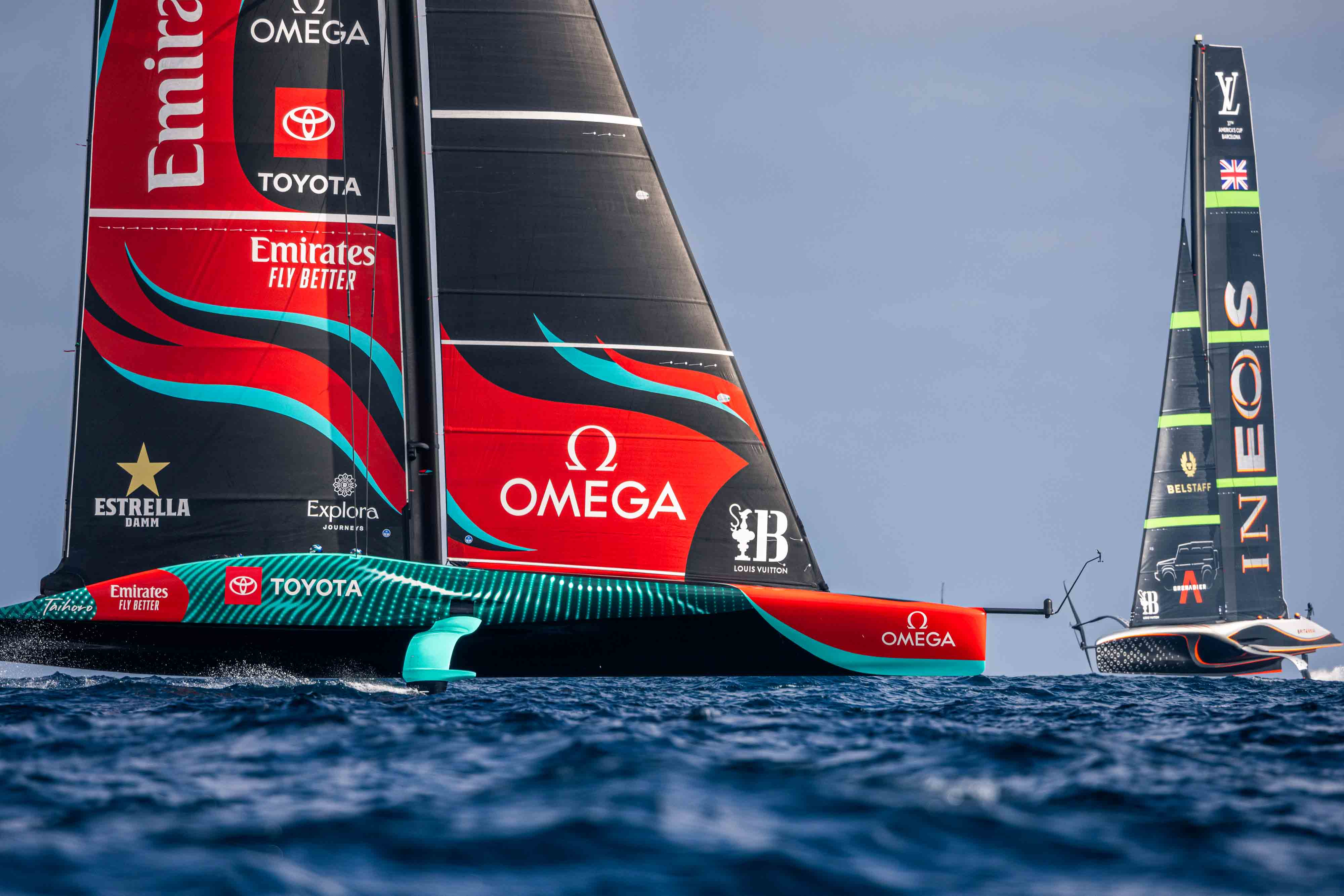 Emirates Team New Zealand took on Ineos Britannia in the Cup match. Photo / Georgia Schofield, Photosport