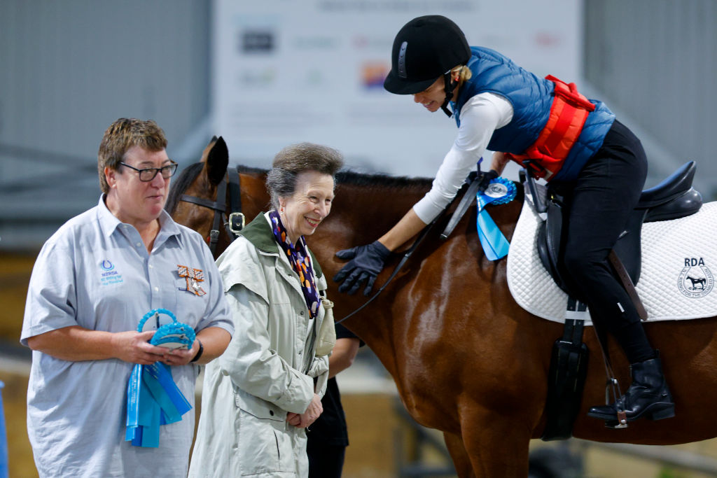 Anne met with riders and volunteers and handed out ribbons during her visit. Photo / Getty Images