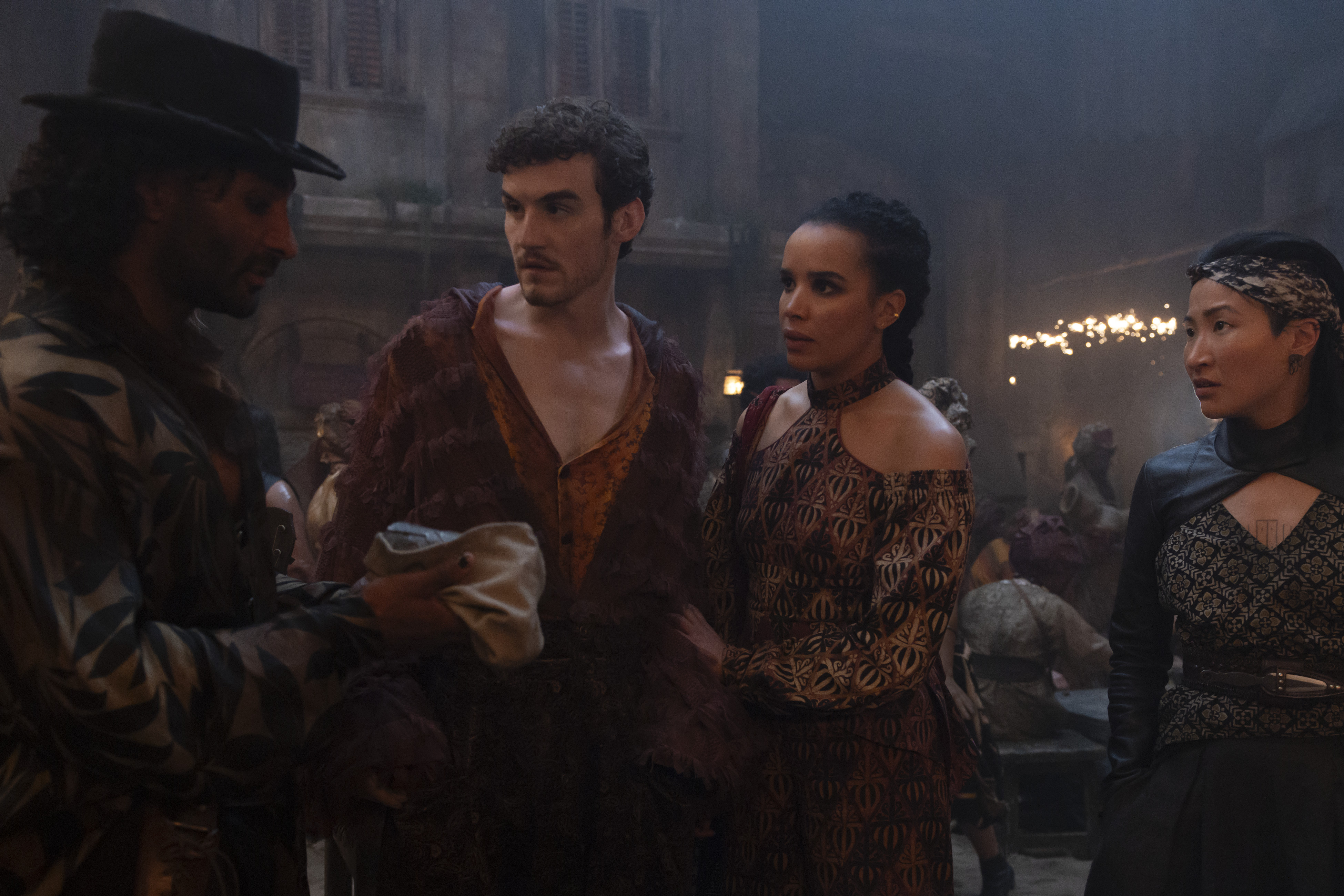 Zoë Robins with Dónal Finn in The Wheel of Time. Photo / Prime Video
