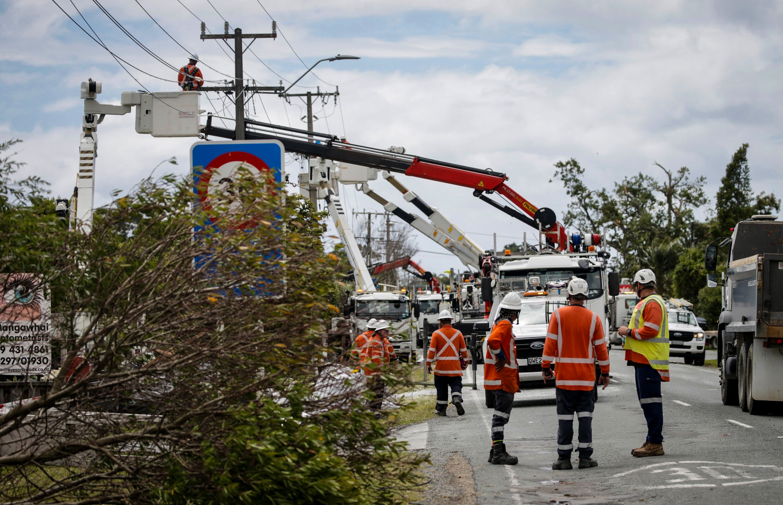 Power is still out to about 200 homes in Mangawhai this morning, more than 30 hours after a tornado swept through the township north of Auckland. Photo / Alex Burton 