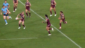 Joseph Sua'ali'i was sent off for this tackle .... was Reece Walsh falling as the NSW coach claims? Photo / NRL.com