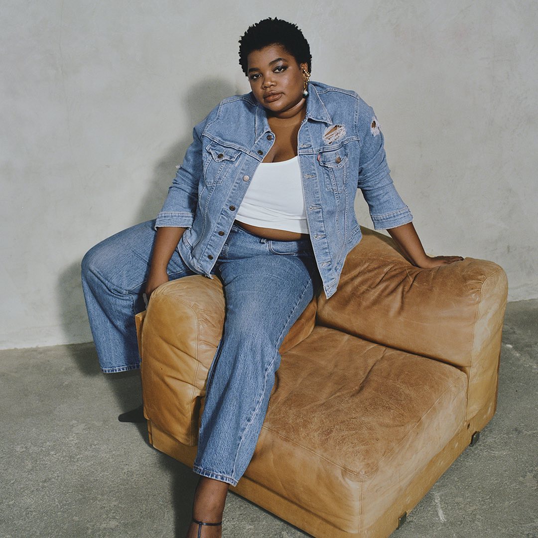 Double denim is contemporary and classic, shown here on US Vogue editor Gabriella Karefa-Johnson in a recent Levi's 501 campaign. Photo / @gabriellak_j