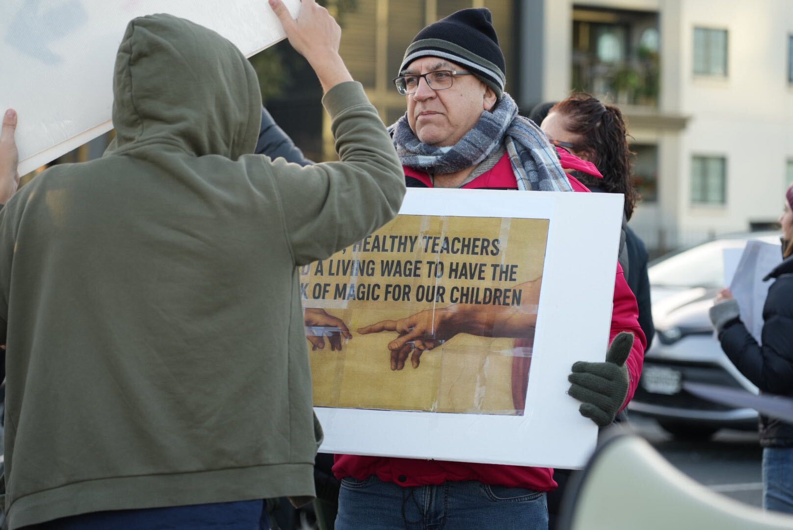Secondary school teachers protesting early today over the government's latest pay offer.