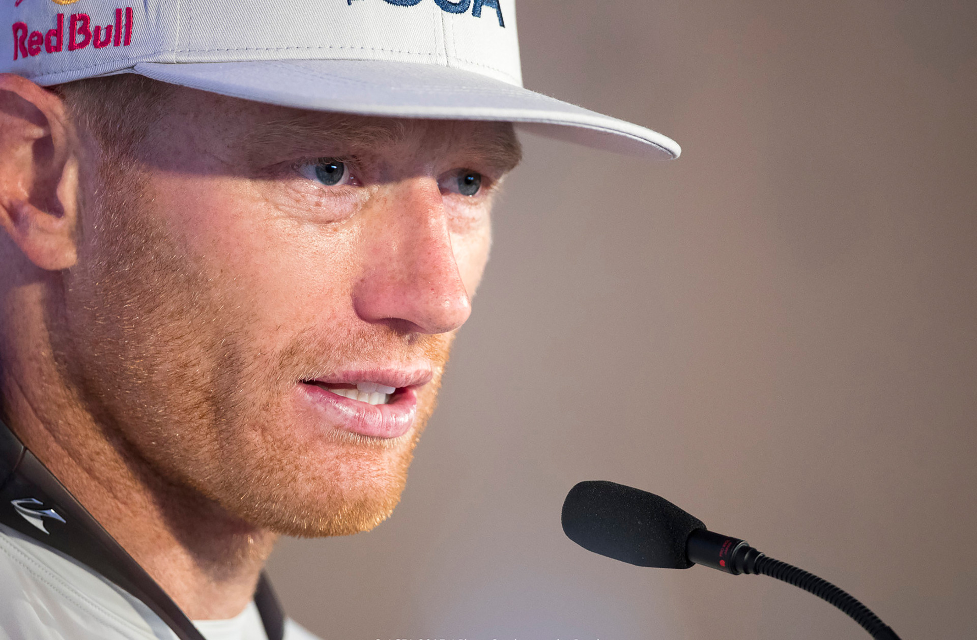 Jimmy Spithill speaking at a press conference in 2017. Photo / Sander van der Borch