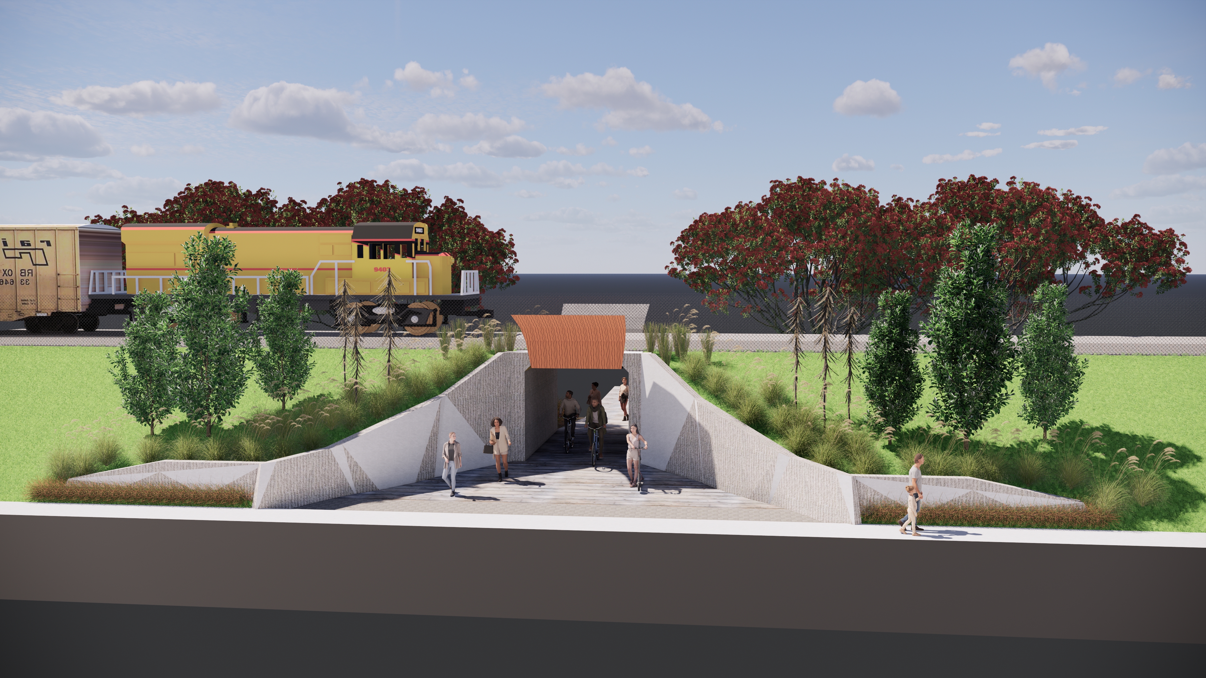 How the rail underpass near Harbourside restaurant is expected to look. Image / Tauranga City Council