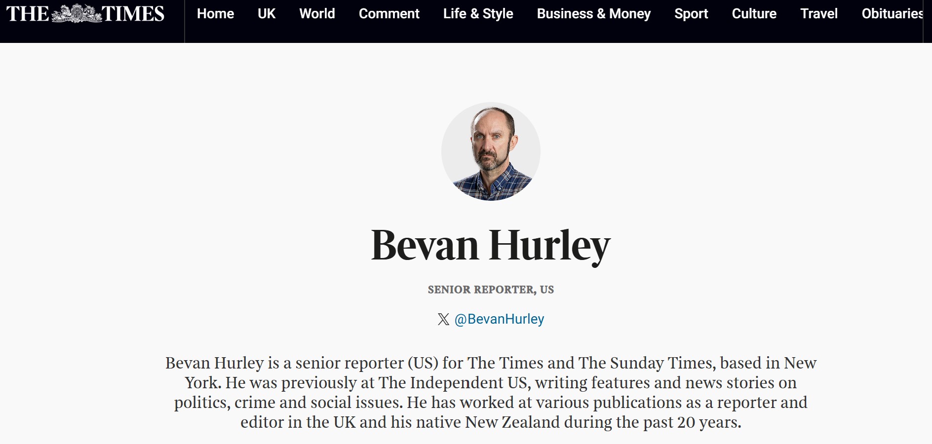 Last week's bio for Bevan Hurley.