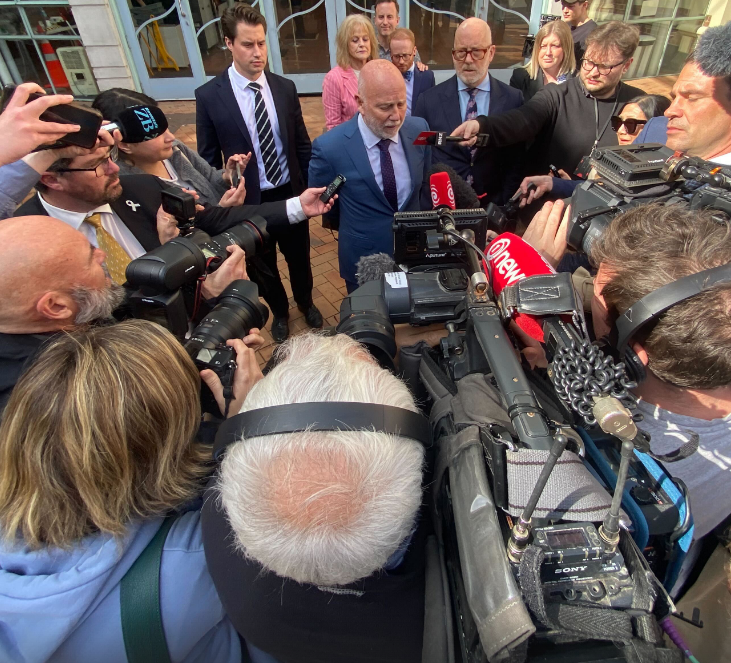 Philip Polkinghorne speaks to media after he was acquitted of murdering wife Pauline Hanna.