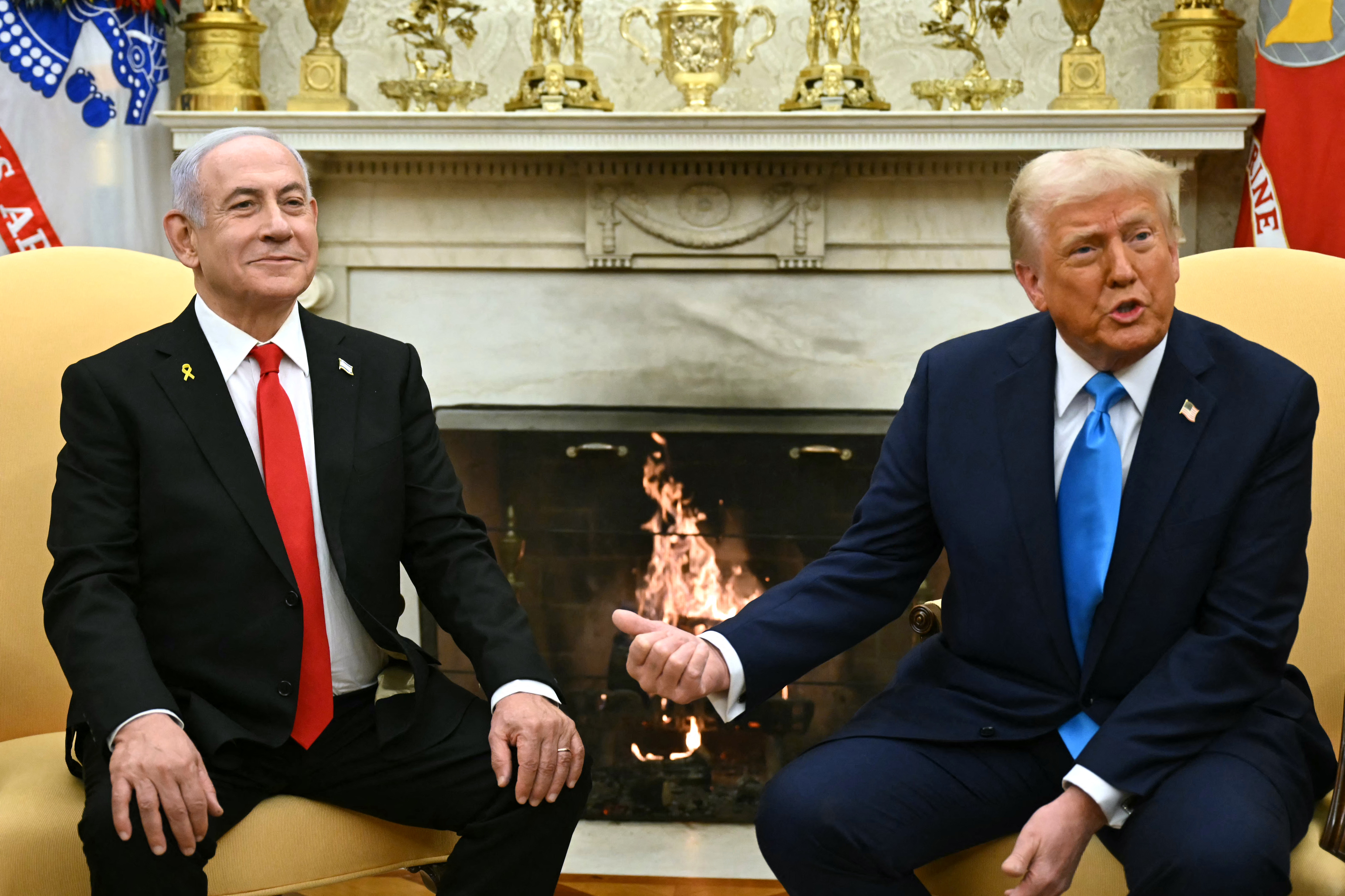 US President Donald Trump  meets with Israel's Prime Minister Benjamin Netanyahu in the Oval Office of the White House. Photo / AFP