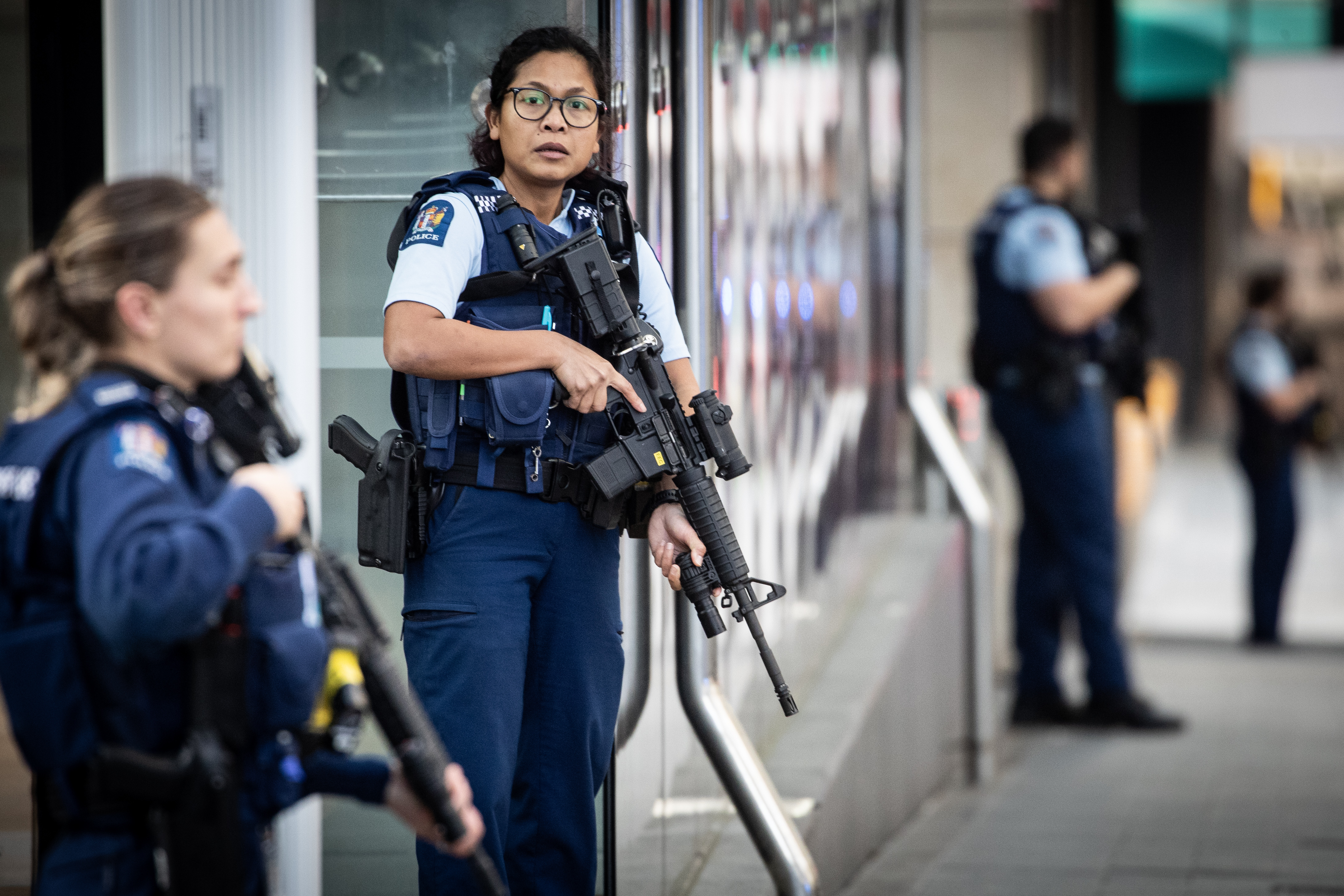 Armed police during Matu Reid's rampage. Photo / Jason Oxenham