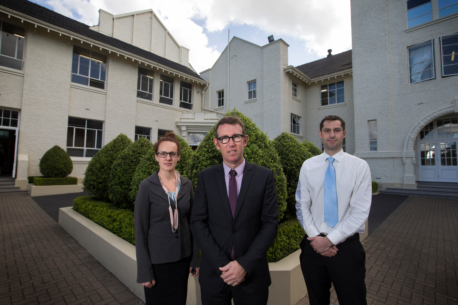 Out-of-zone places will be squeezed for Mt Albert Grammar headmaster Patrick Drumm, pictured flanked by teachers Jenny Bates and Steve Sharp. Photo / File